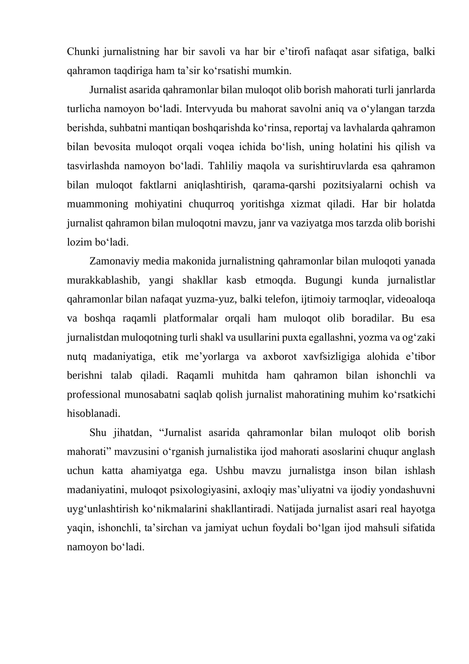 JURNALIST ASARIDA QAHRAMONLAR BILAN MULOQOT OLIB BORISH MAHORATI 3