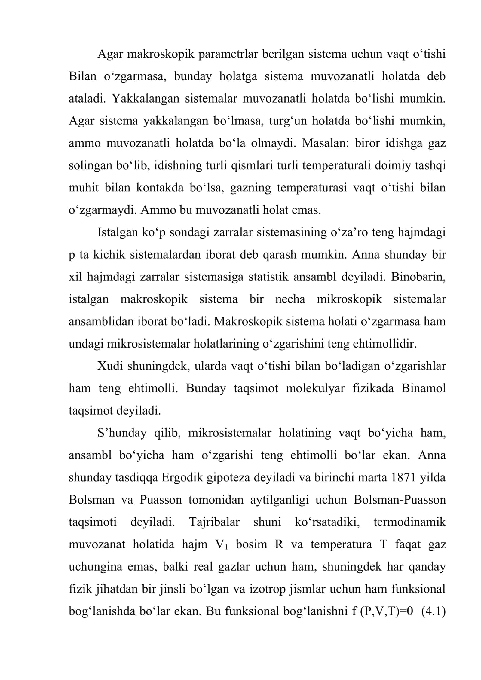 Sistemaning makroskopik va mikroskopik holatlari. Binamol taqsimoti. Puasson taqsimoti 3