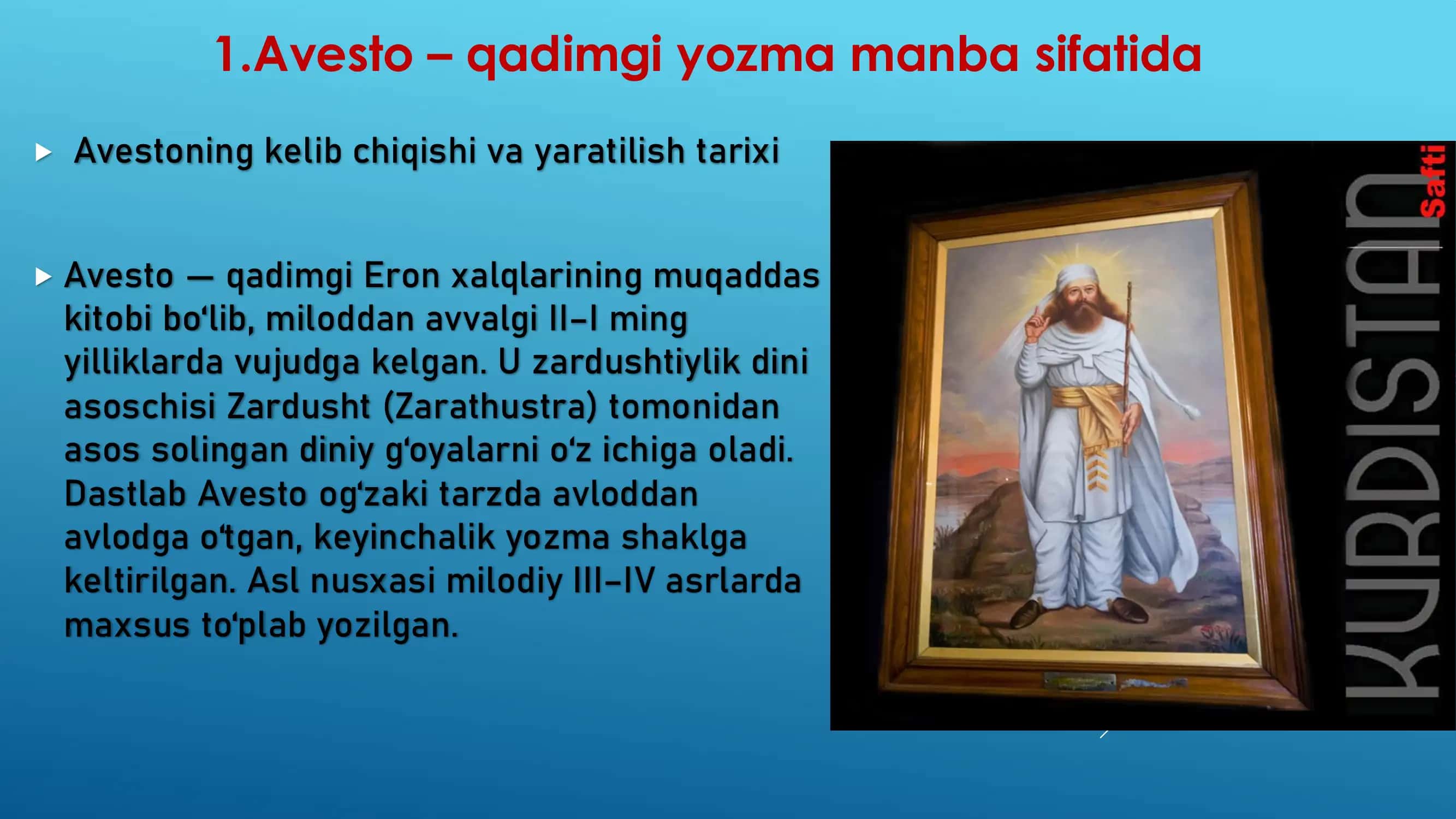 Eng qadimgi yozma yodgorliklarda ta’lim tarbiya masalalari (Avesto) 3