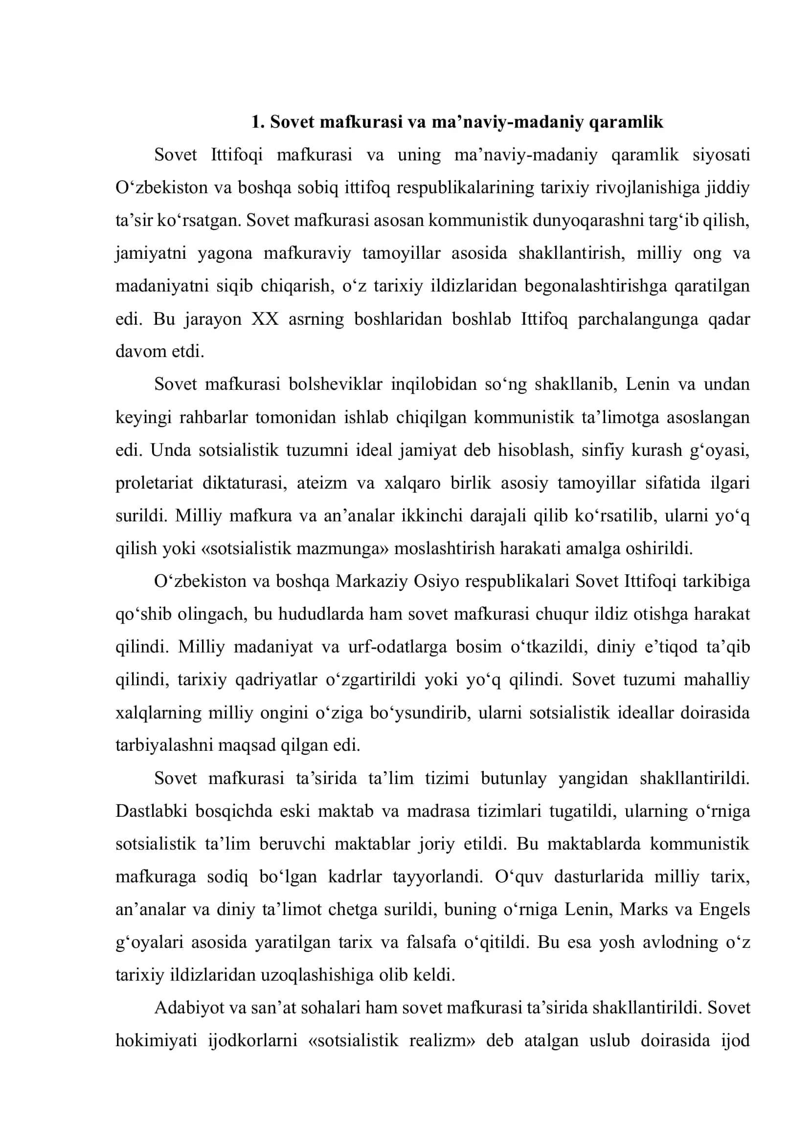 O‘ZBEKISTONDA 1946-1990-YILLARDAGI MA’NAVIY-MADANIY QARAMLIK VA UNING OQIBATLARI. QATAG‘ONLIKNING YANGI TO‘LQINI 3