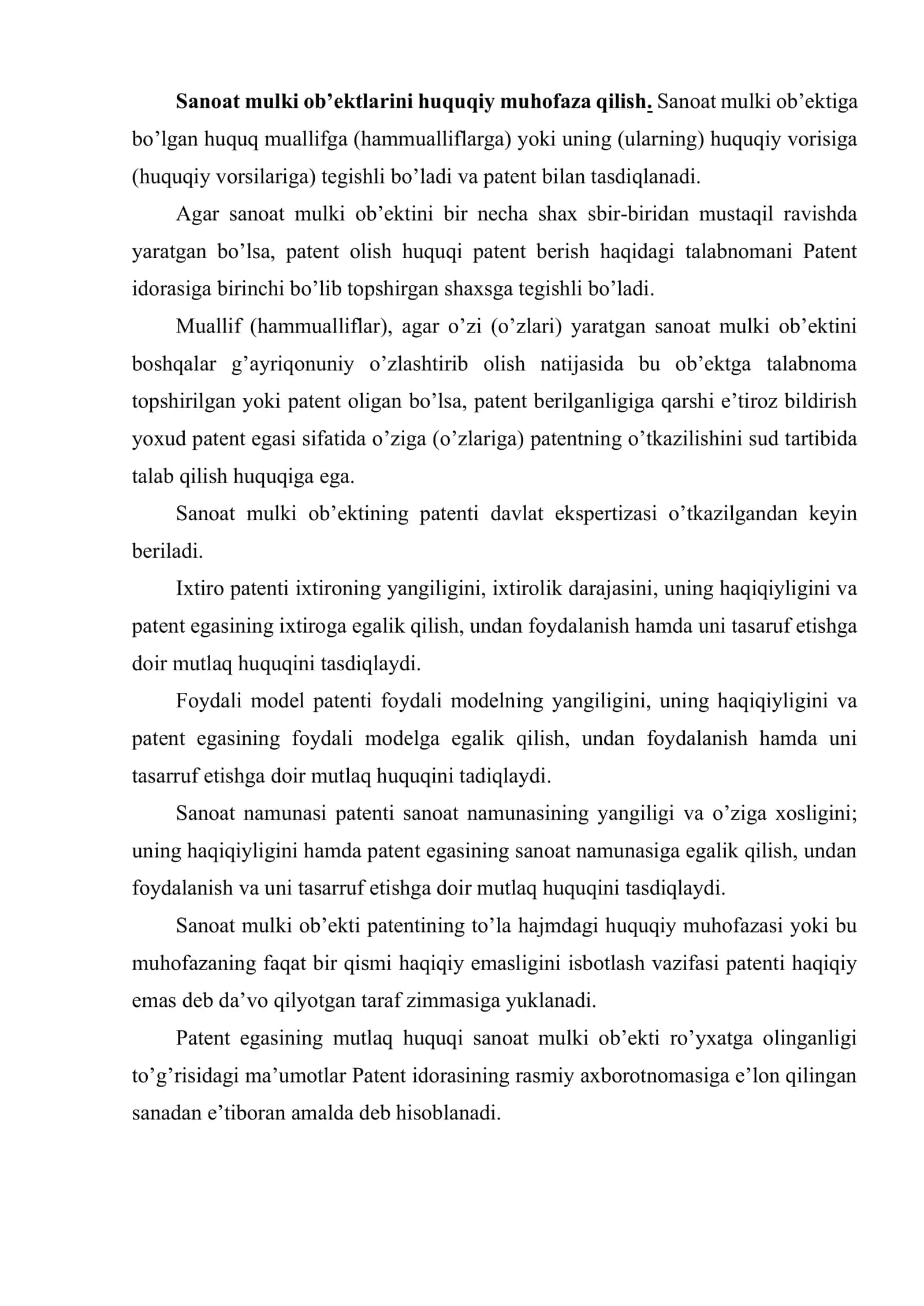 Ixtirolar, foydali modellar va sanoat namunalari 3