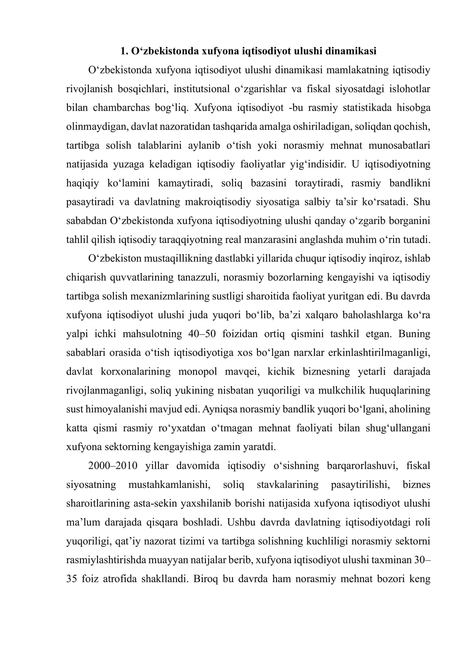 OʻZBEKISTONDA XUFYONA IQTISODIYOT ULUSHI DINAMIKASI VA KAMAYTIRISH SIYOSATI 3