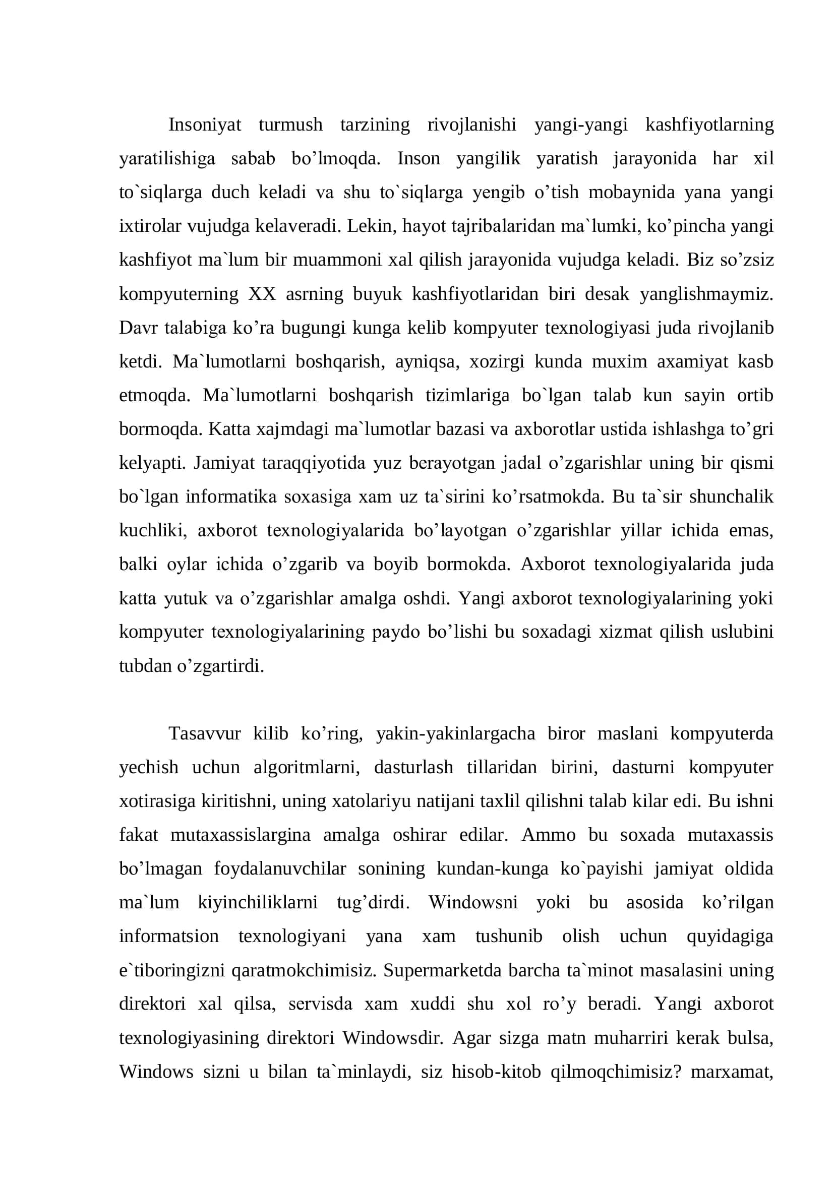 Informatika va axborot texnologiyalari kursi 3