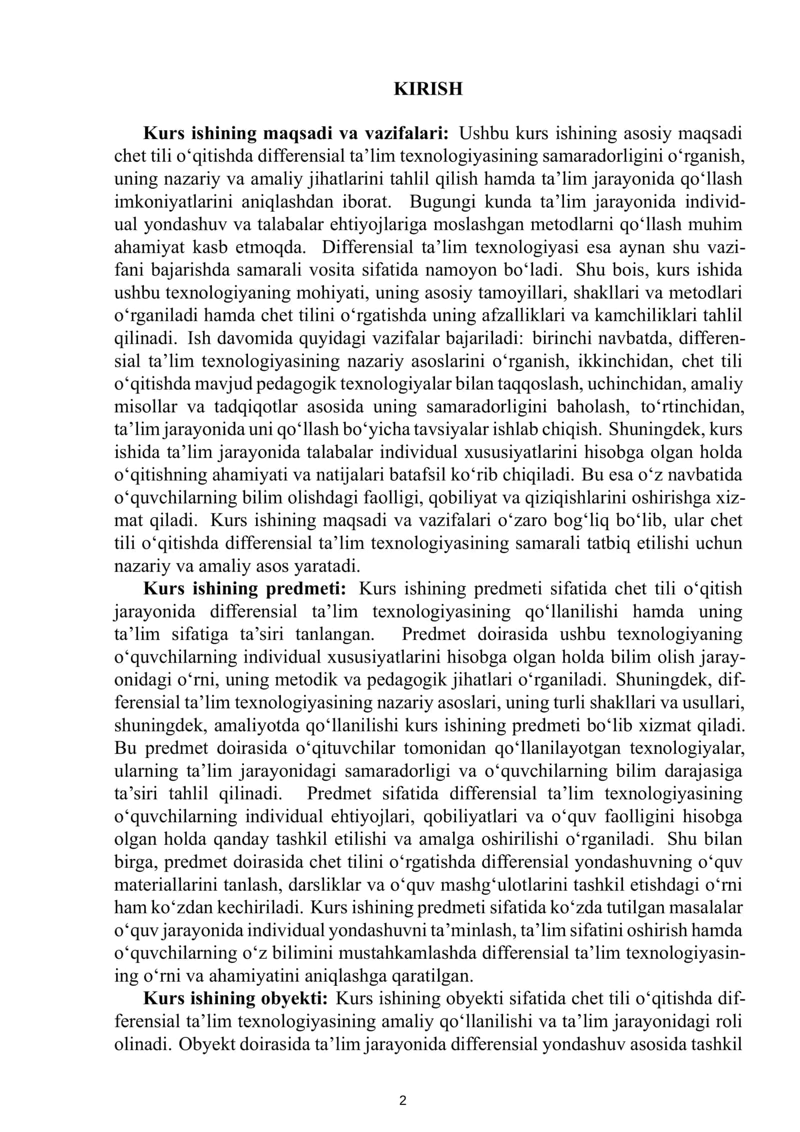 Chet tili o'qitishda differensial ta'lim texnologiyasi 3