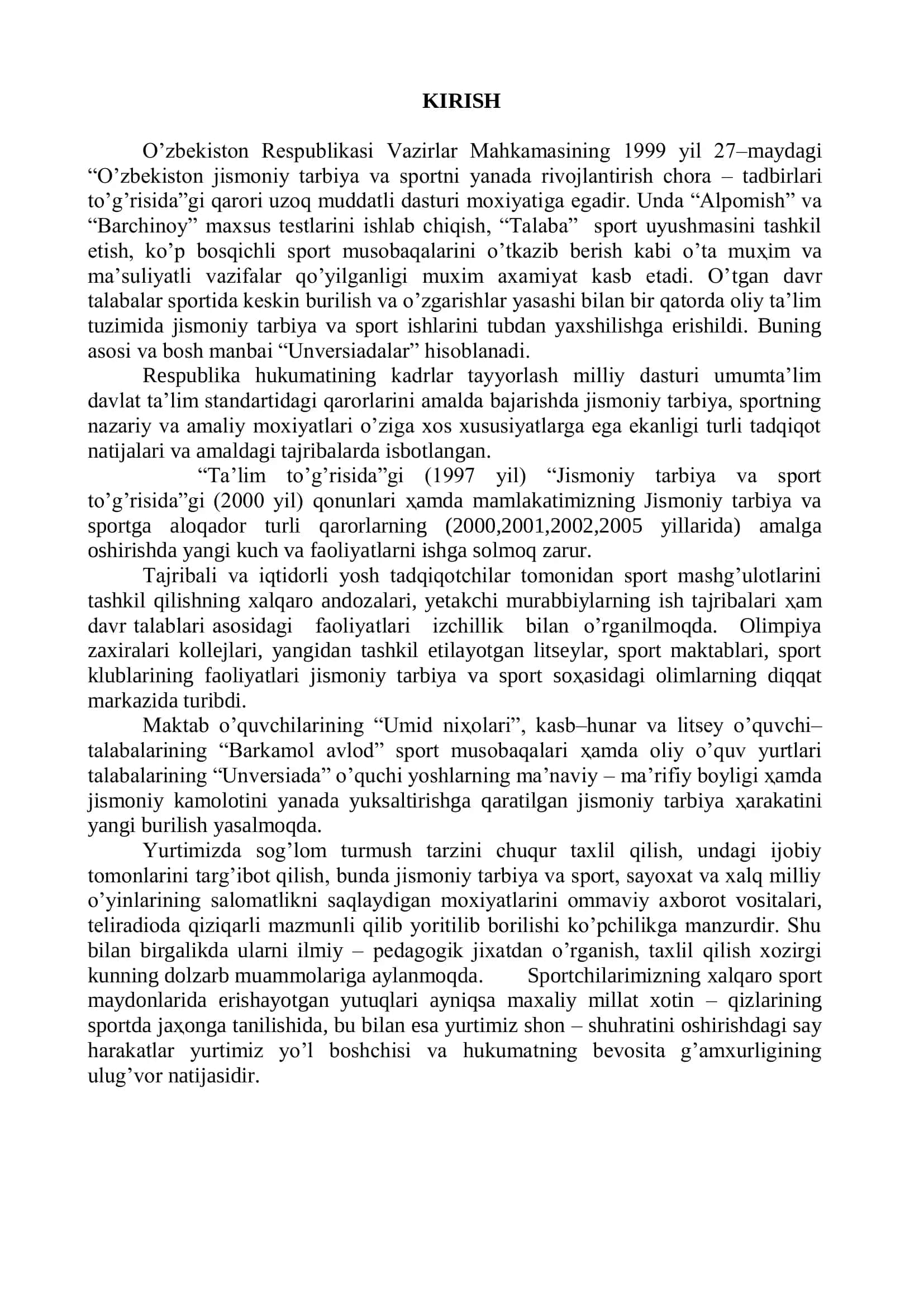 MASHG`ULOTLARNI REJALASHTIRISH, JISMONIY TAYYORGARLIK VAZIFALARINI HAL ETISH SHARTLARI 3