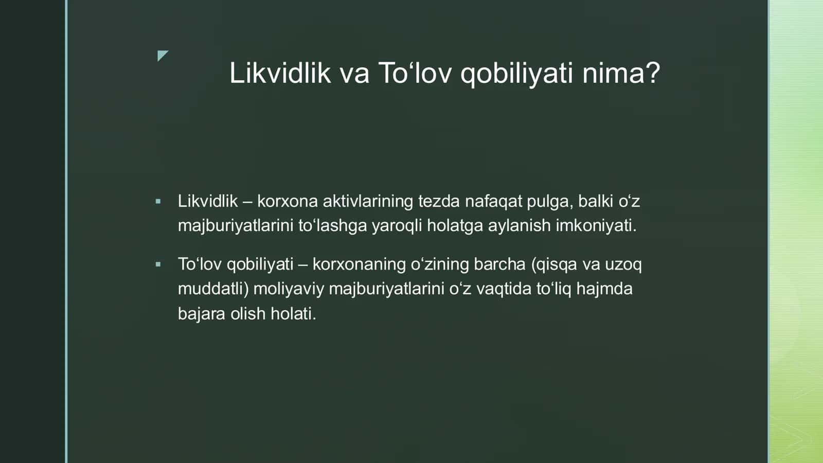 Moliyaviy likvidlik ko‘rsatgichlarni tahlil qilish 3