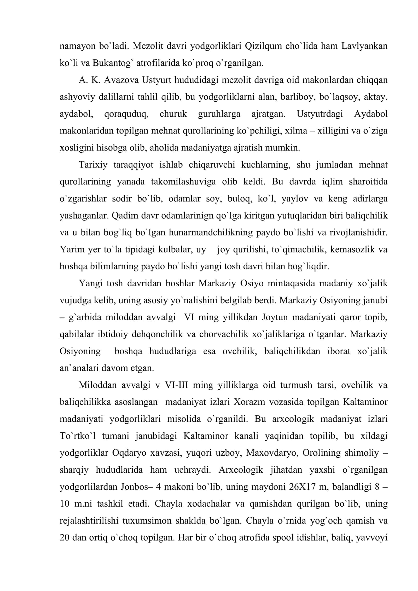 Amudaryo quyi oqimi sohillarida ovchi va baliqchilikning ibtidoiy manzilgohlari 3