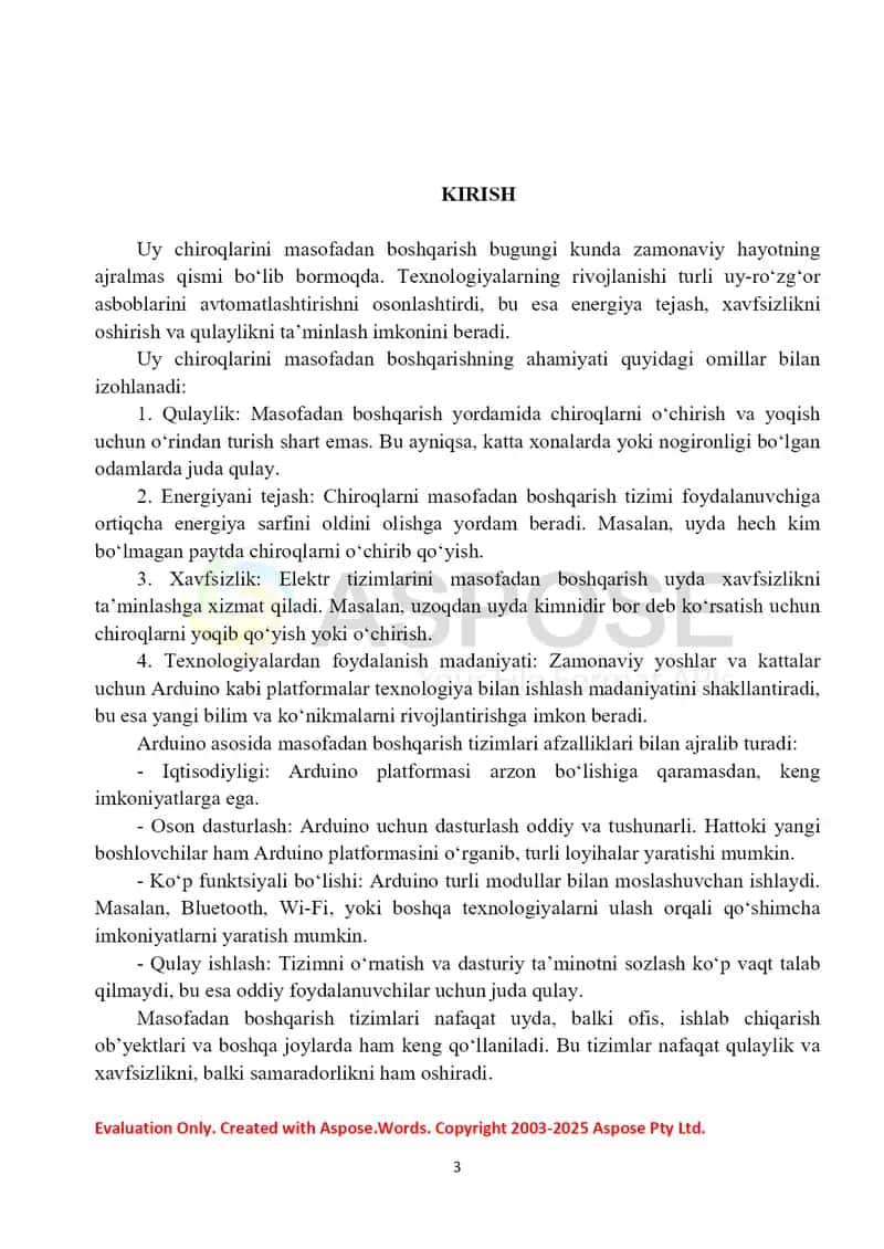 Arduino va Bluetooth texnologiyalaridan foydalangan holda uy chiroqlarini masofadan boshqarish tizimi 3