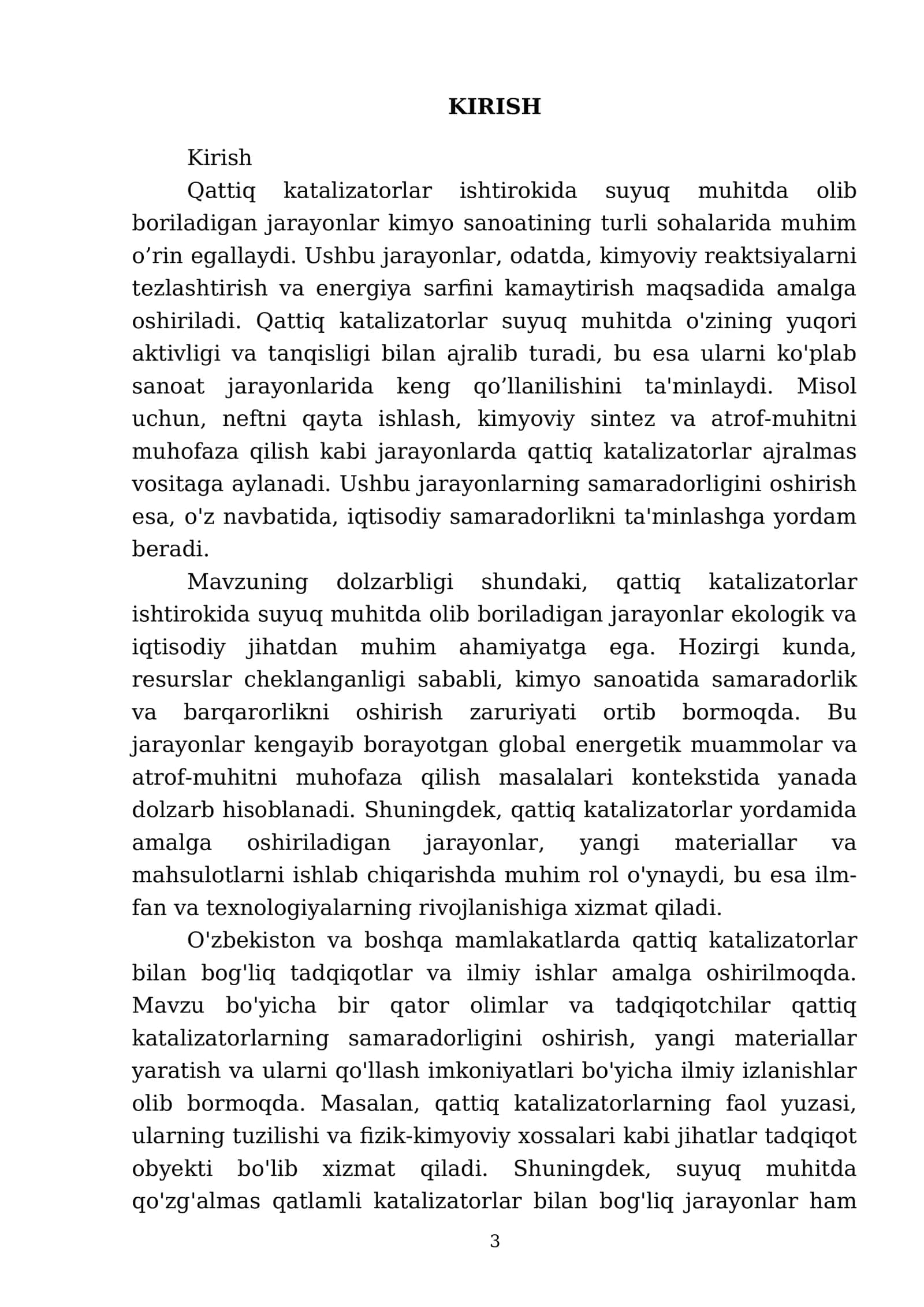 Qattiq katalizator ishtirokida suyuq muhitda olib boriladigan jarayonlarni jihozlash 3