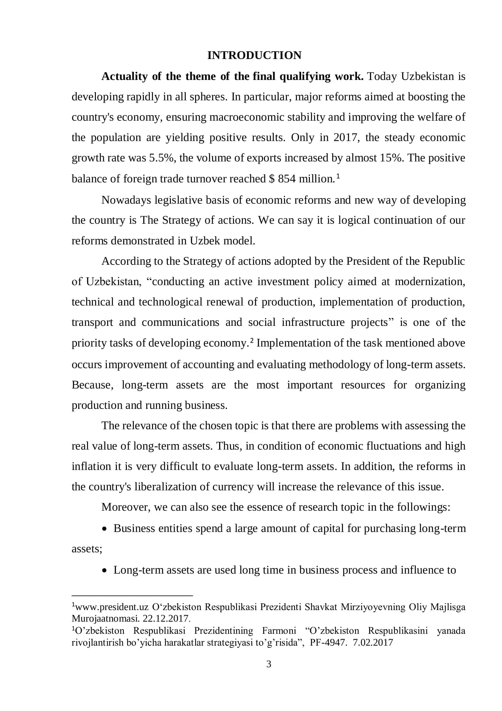 Final Qualifying Work: Accounting for Long-Term Assets’ Valuation 3