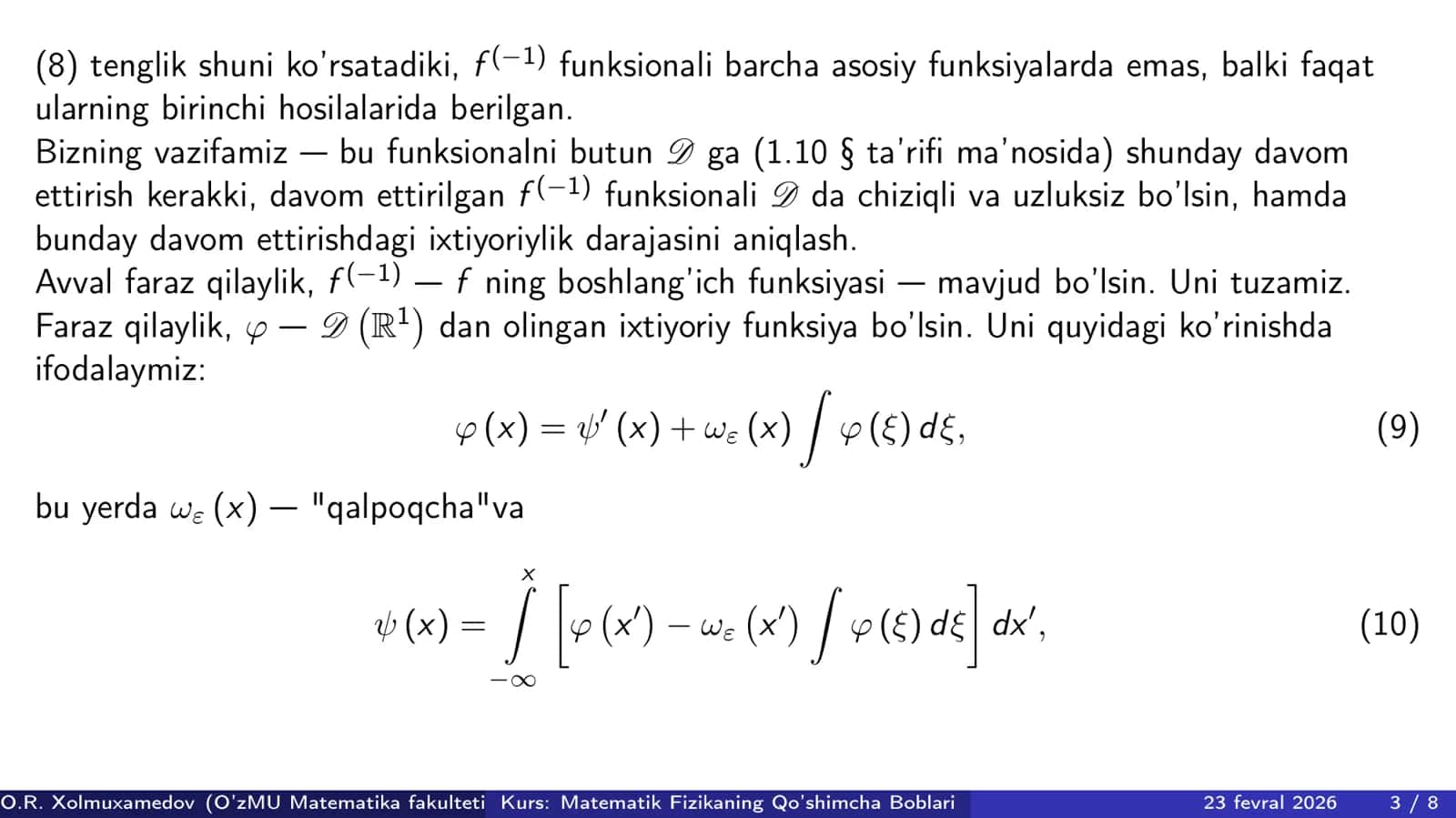 Umumlashgan funksiyalar fazosi D` 3