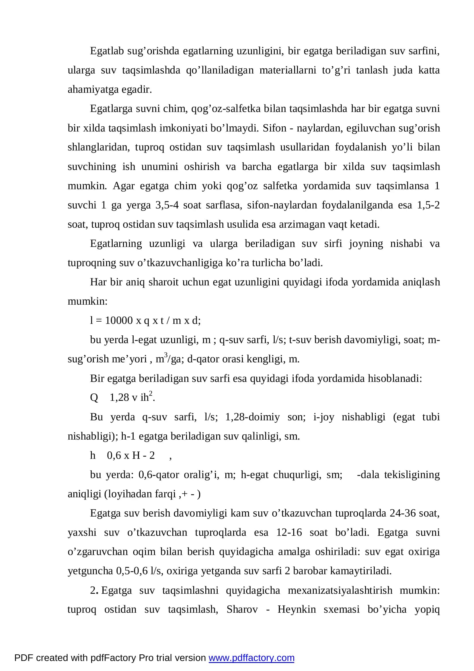 Egat olib (infiltrasiya usulida) va bostirib sug’orishda struktura elementlarining chidamliligiga tuproq havosining ta’sirini aniqlash 3