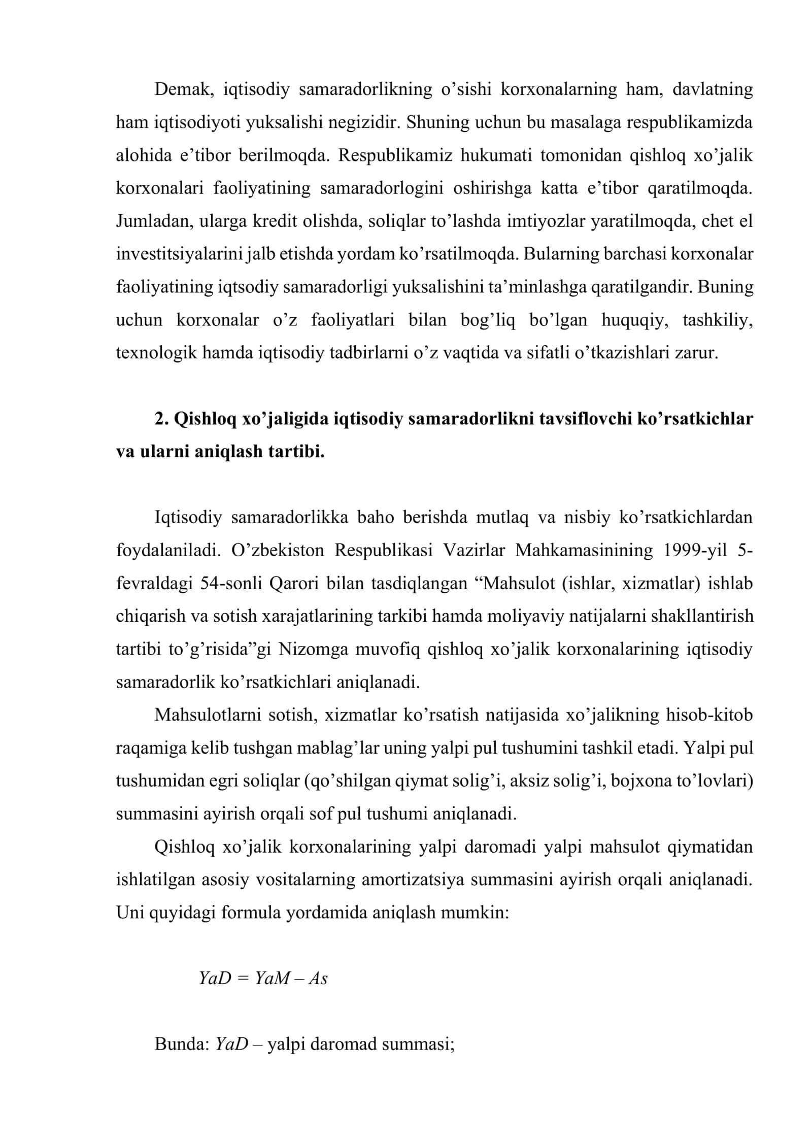 Qishloq xo’jaligi ishlab chiqarishining iqtisodiy samaradorligi 3