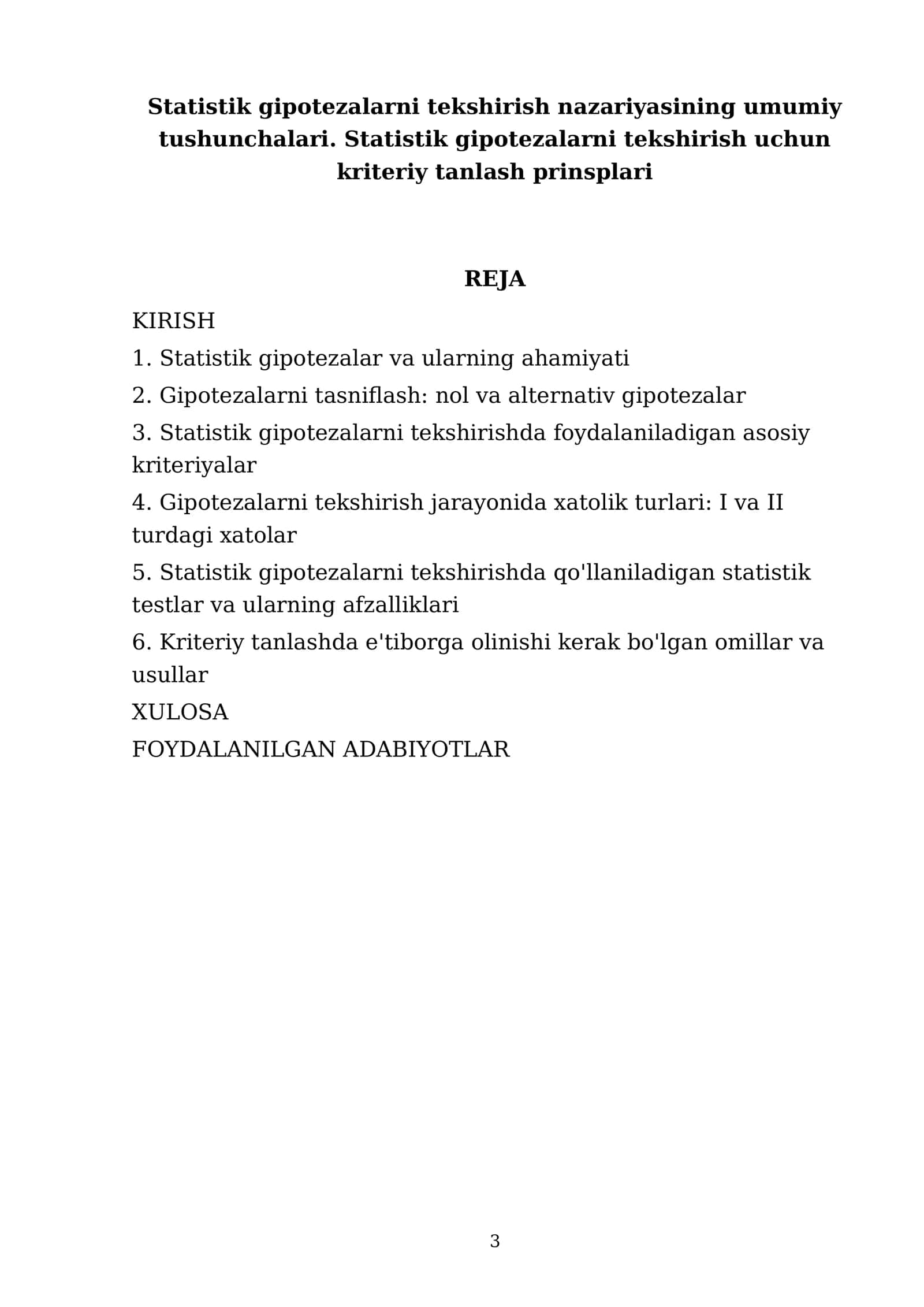 EHTIMOLLAR NAZARIYASI VA MATEMATIK STATISTIKA FANIDAN TAYYORLAGAN MUSTAQIL ISHI 3