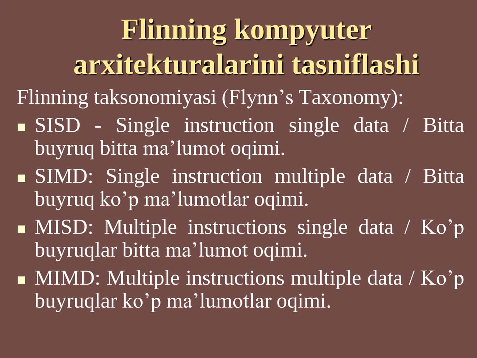 Flinn klassifikatsiyasi 3