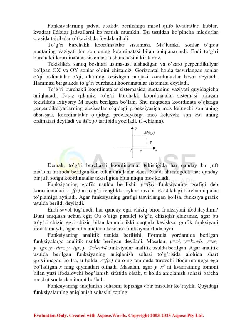 Asosiy elementar funksiyalar ularning xossalari. Funksiyalarning juft toqligi, davriyligi, grafigi. 3