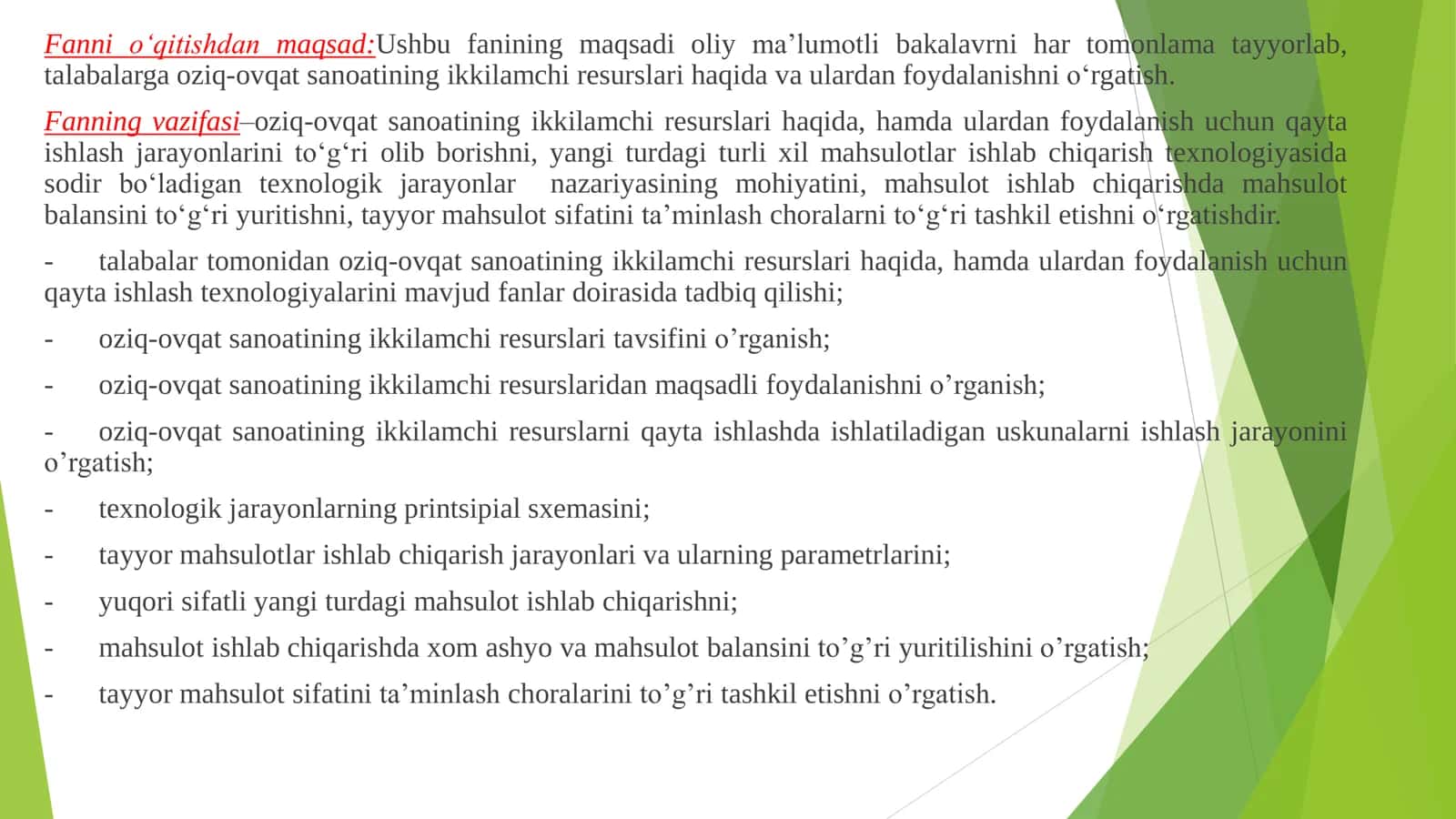 Oziq-ovqat sanoati tarmoqlarining tasnifi 3
