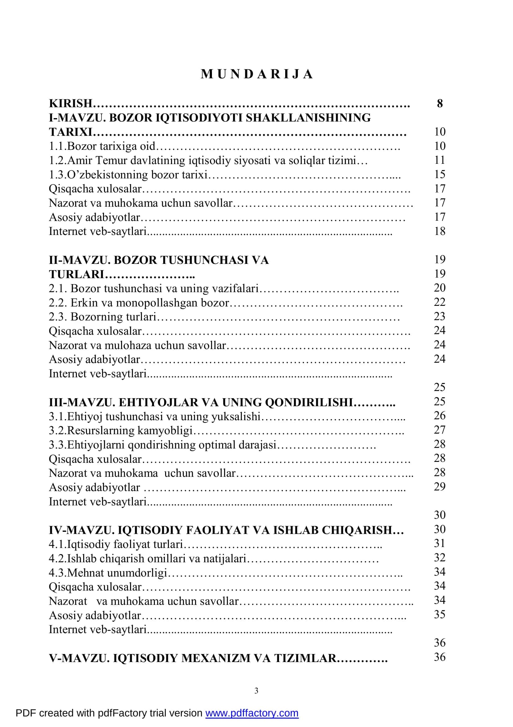 Bozor iqtisodiyoti va biznes asoslari 3
