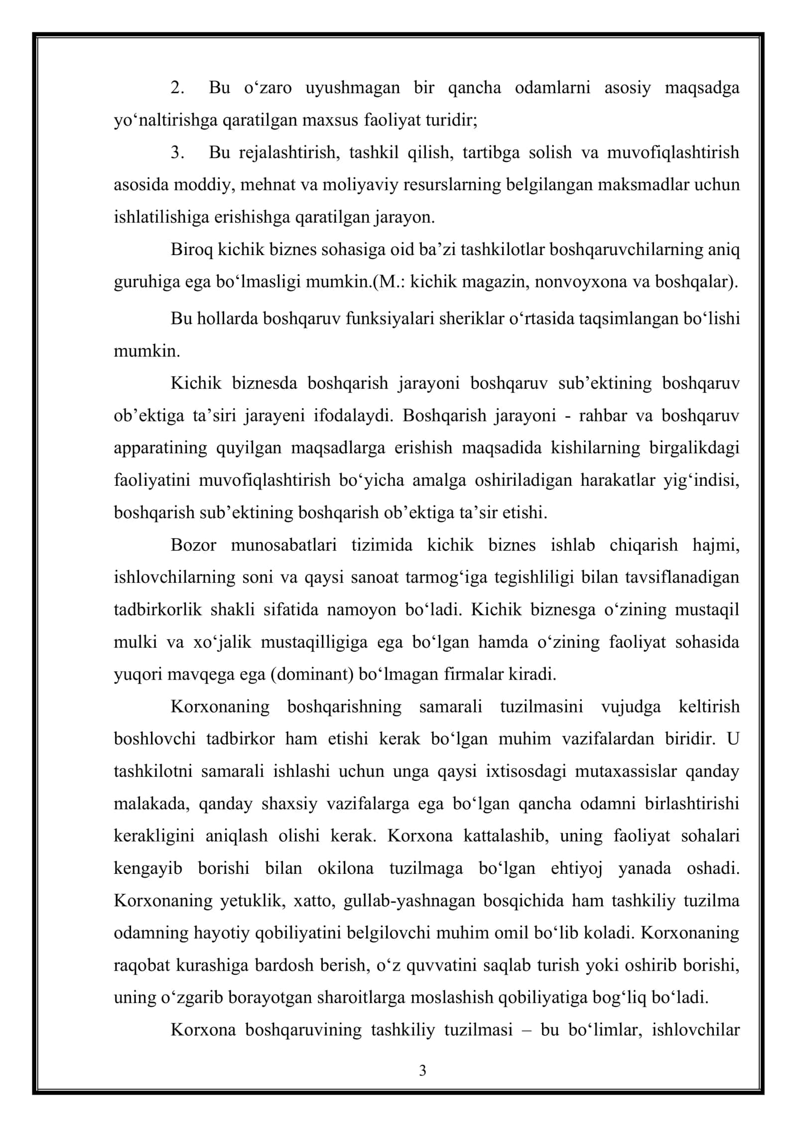 Tadbirkorlik va biznes tuzilmalarida boshqaruv xususiyatlari 3