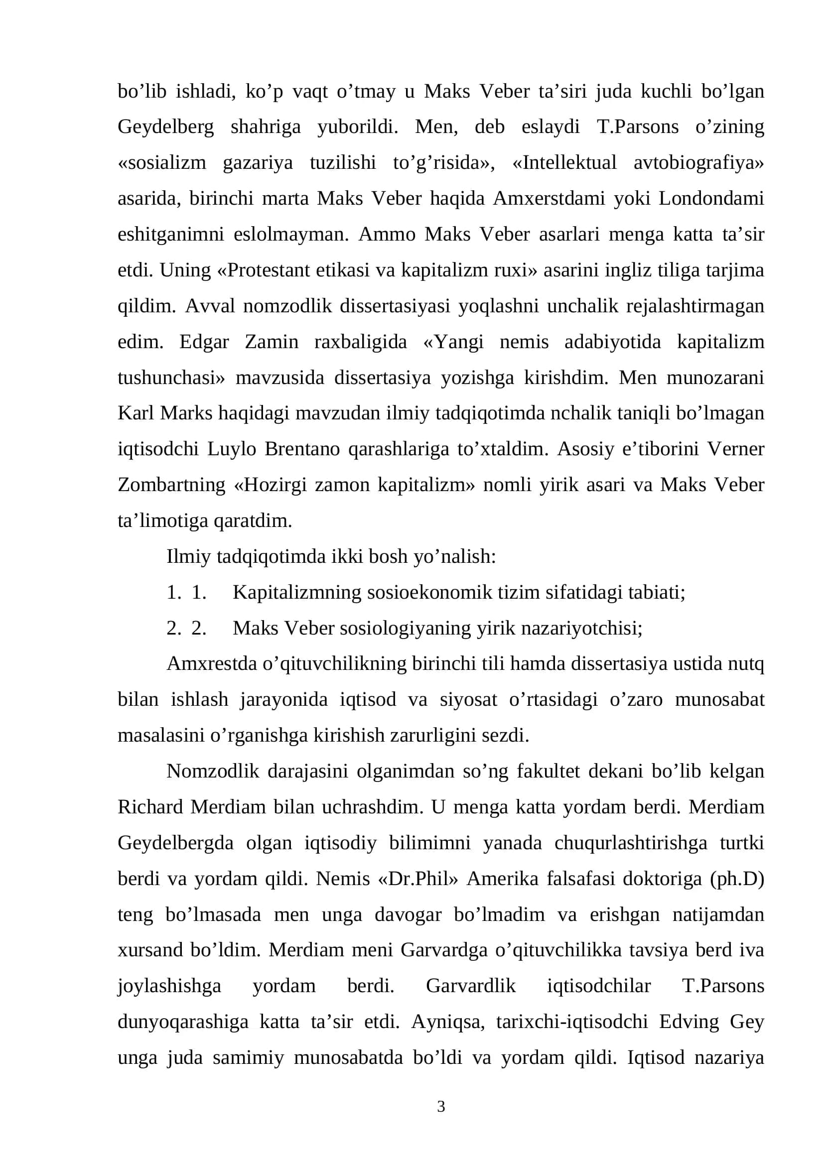 Tolkatt Parsons va uning sosiologiyada tutgan o'rni 3