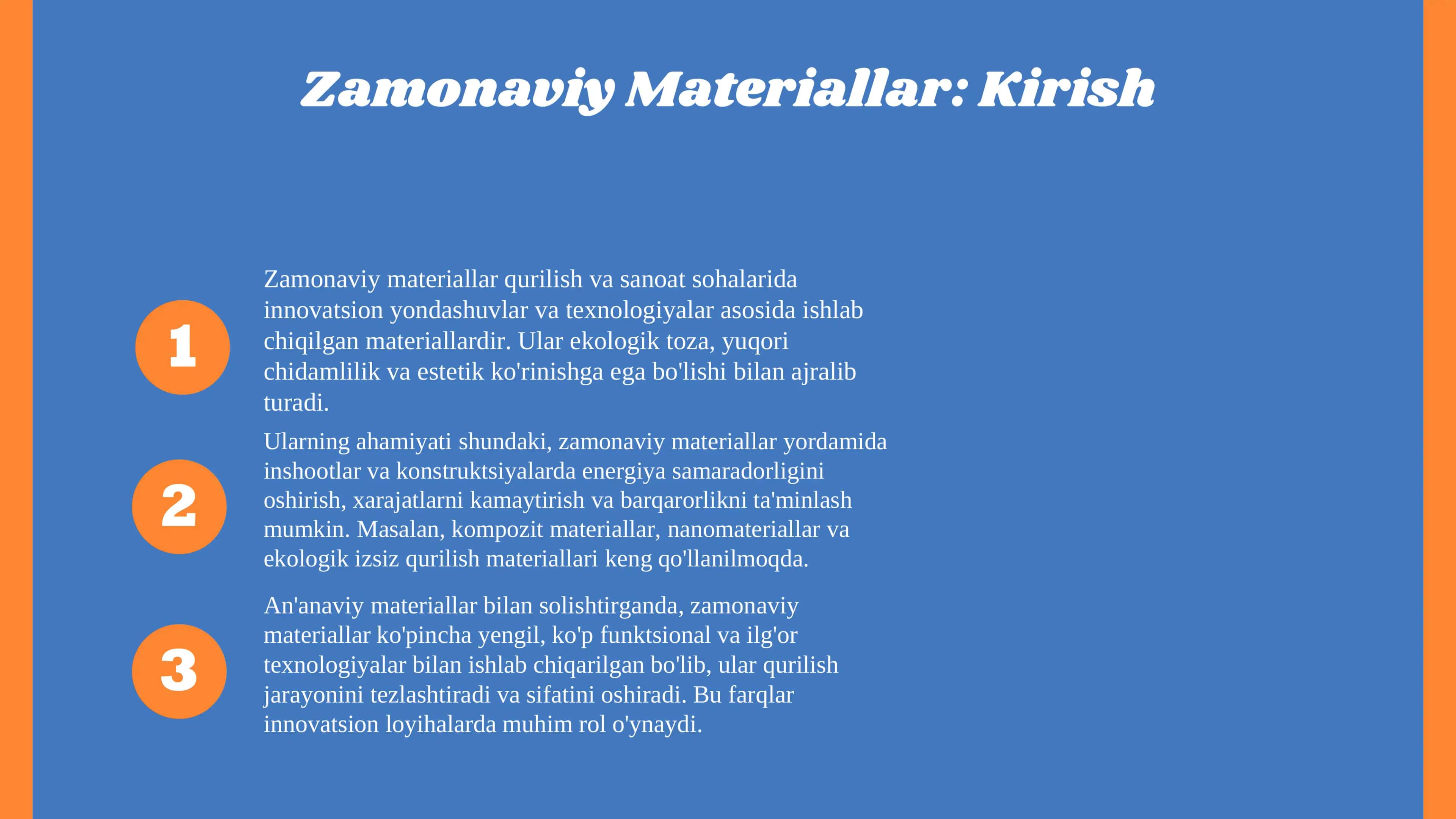 Zamonaviy materiallar va qurilish texnologiyalar 3