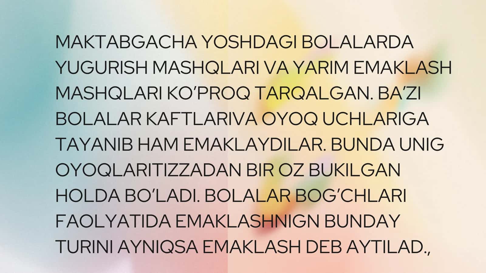 MAVZU: 5-6 YOSHLI BOLALAR UCHUN UMUMRIVOJLANTIRUVCHI MASHQLAR 3