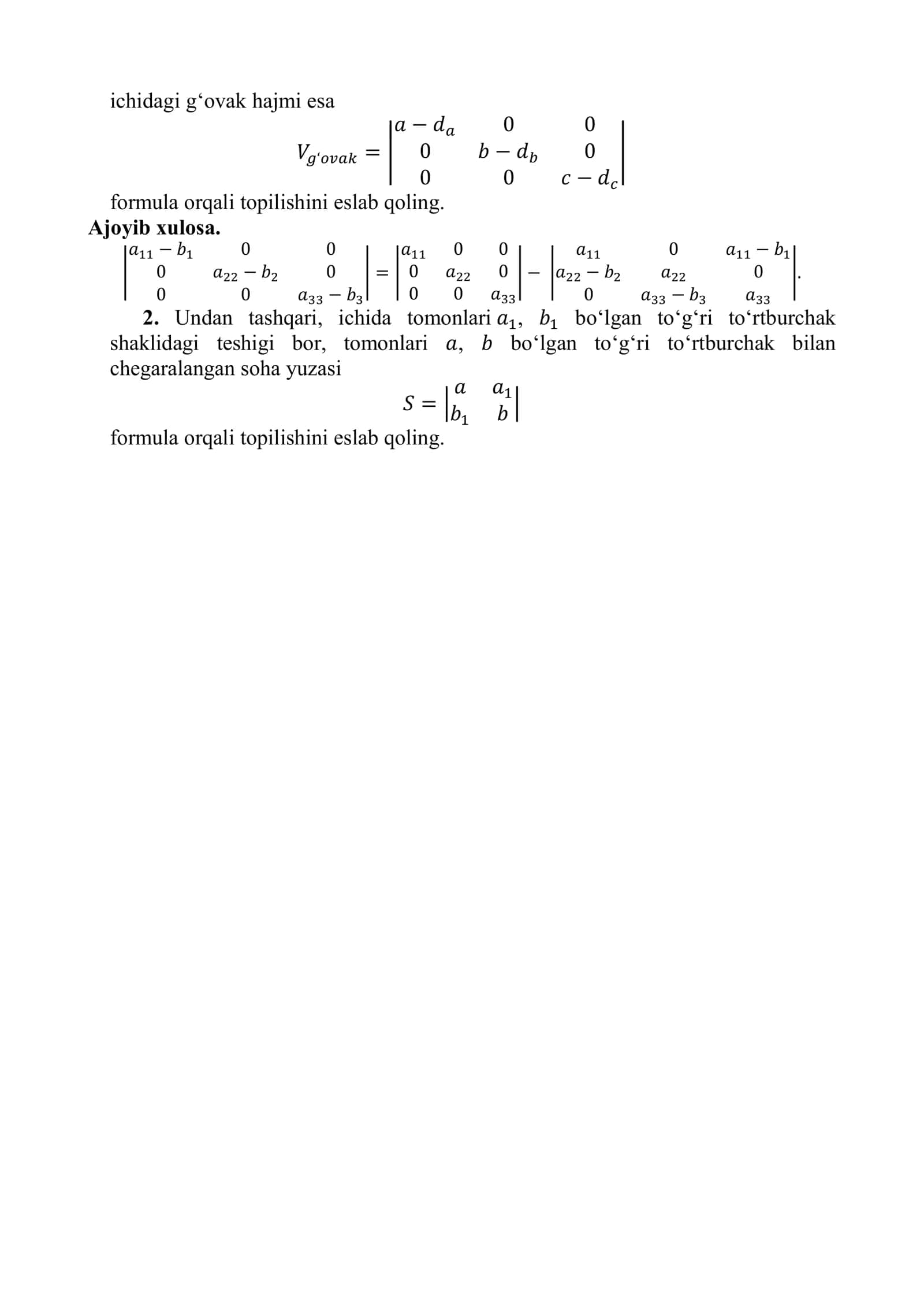 Determinantlarga oid misollar I 3