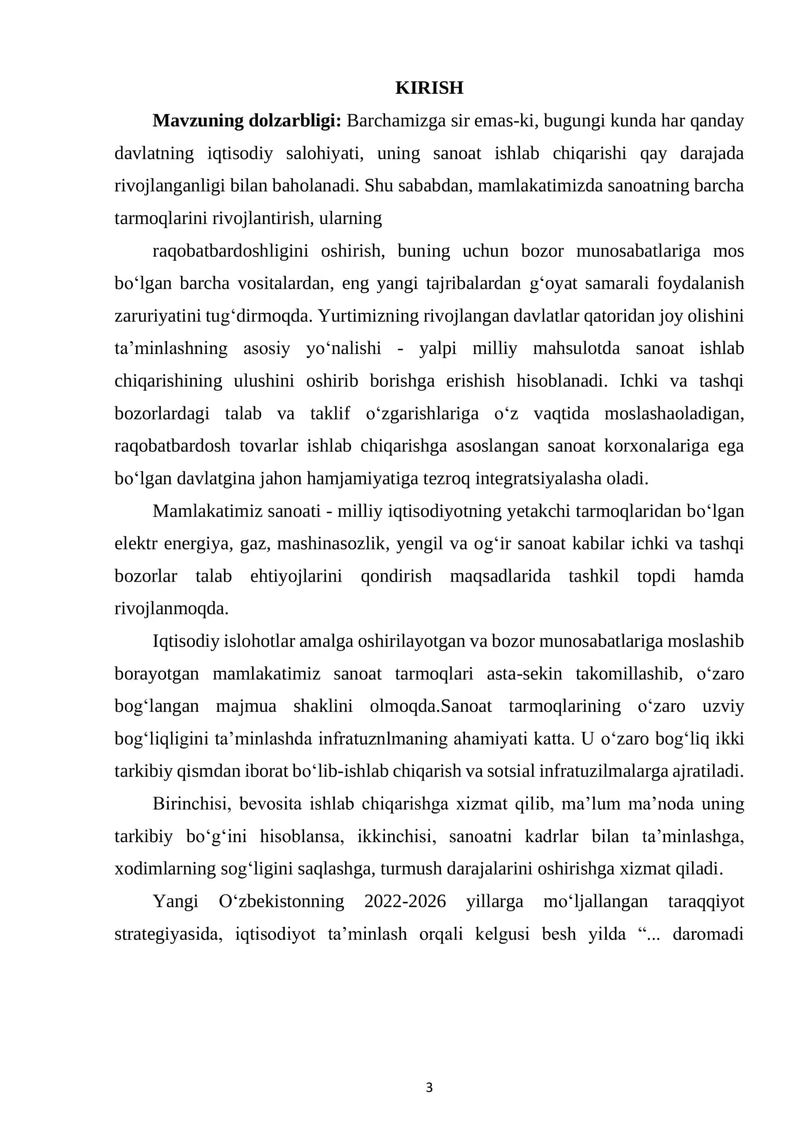 SANOATNING MILLIY IQTISODIYOT RIVOJIDAGI ROLI VA O‘RNI 3