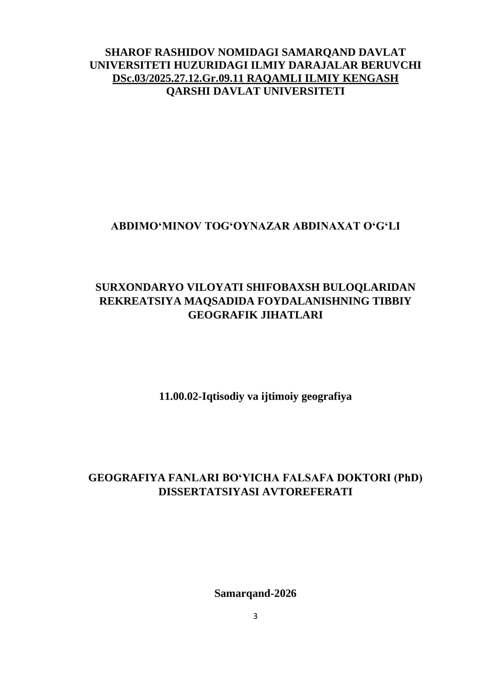 SURXONDARYO VILOYATI SHIFOBAXSH BULOQLARIDAN REKREATSIYA MAQSADIDA FOYDALANISHNING TIBBIY GEOGRAFIK JIHATLARI 3