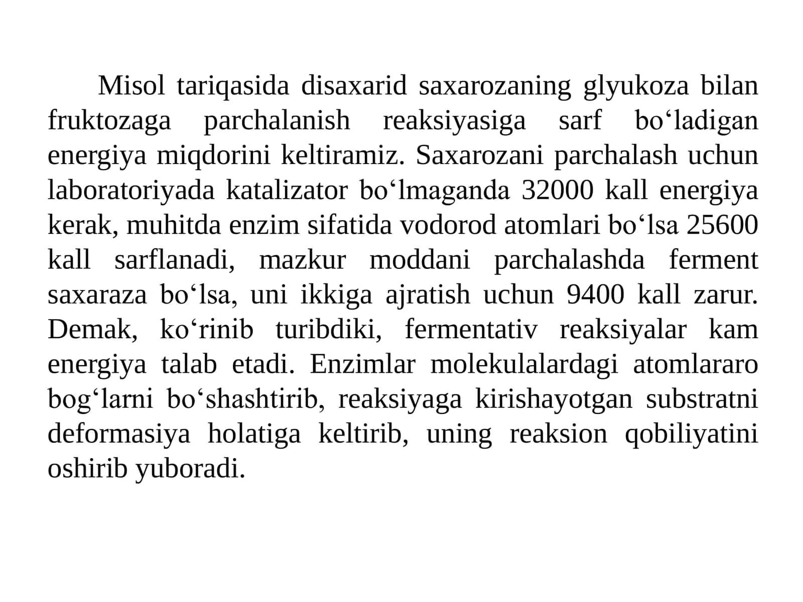 Fermetativ kataliz kenetikasi asoslari 3