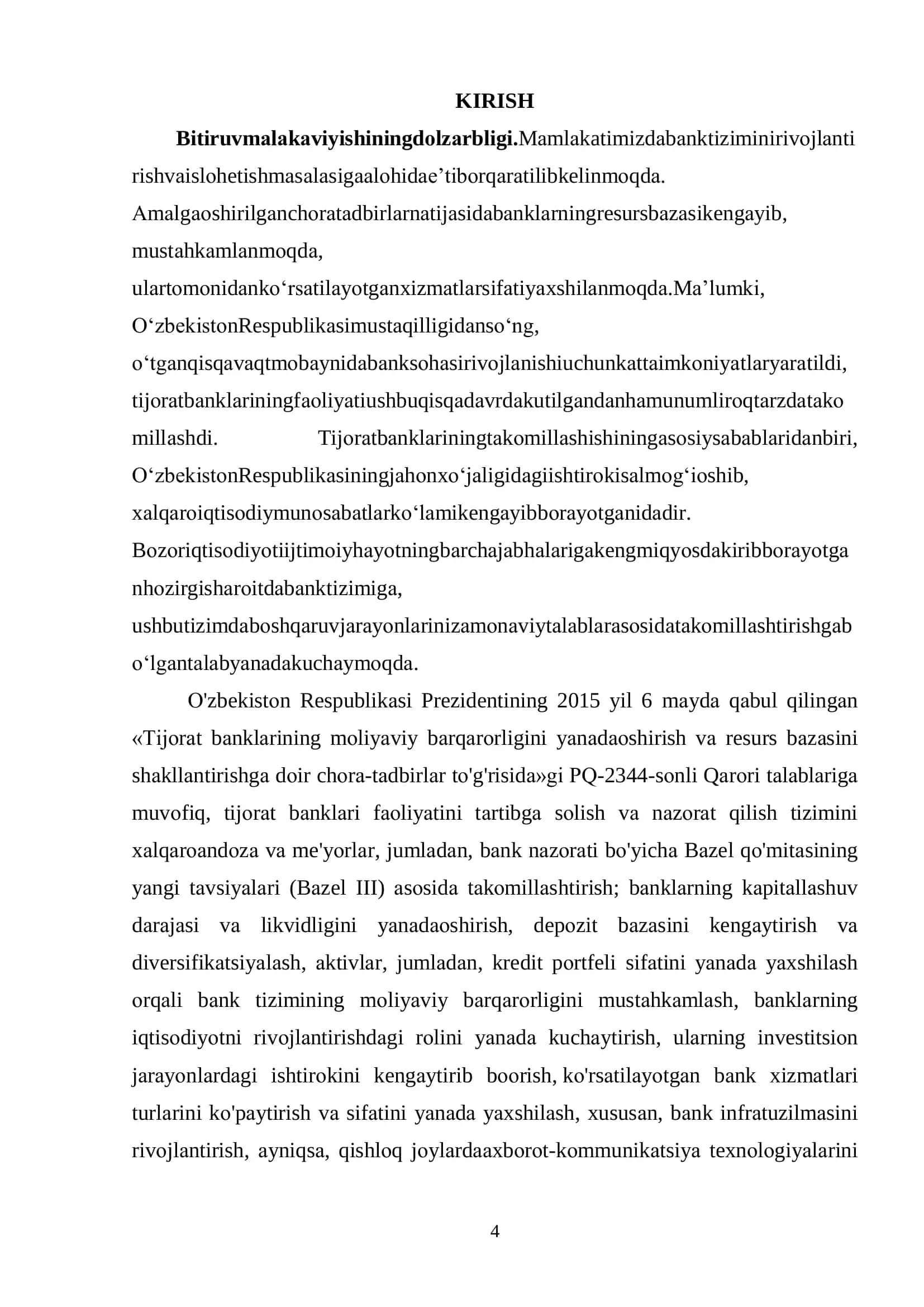 Bаnk аktivlаri vа kо’rsаtilаyоtgаn xizmаtlаrini diversifikatsiyalashning iqtisodiy mazmuni vа zаrurligi 3
