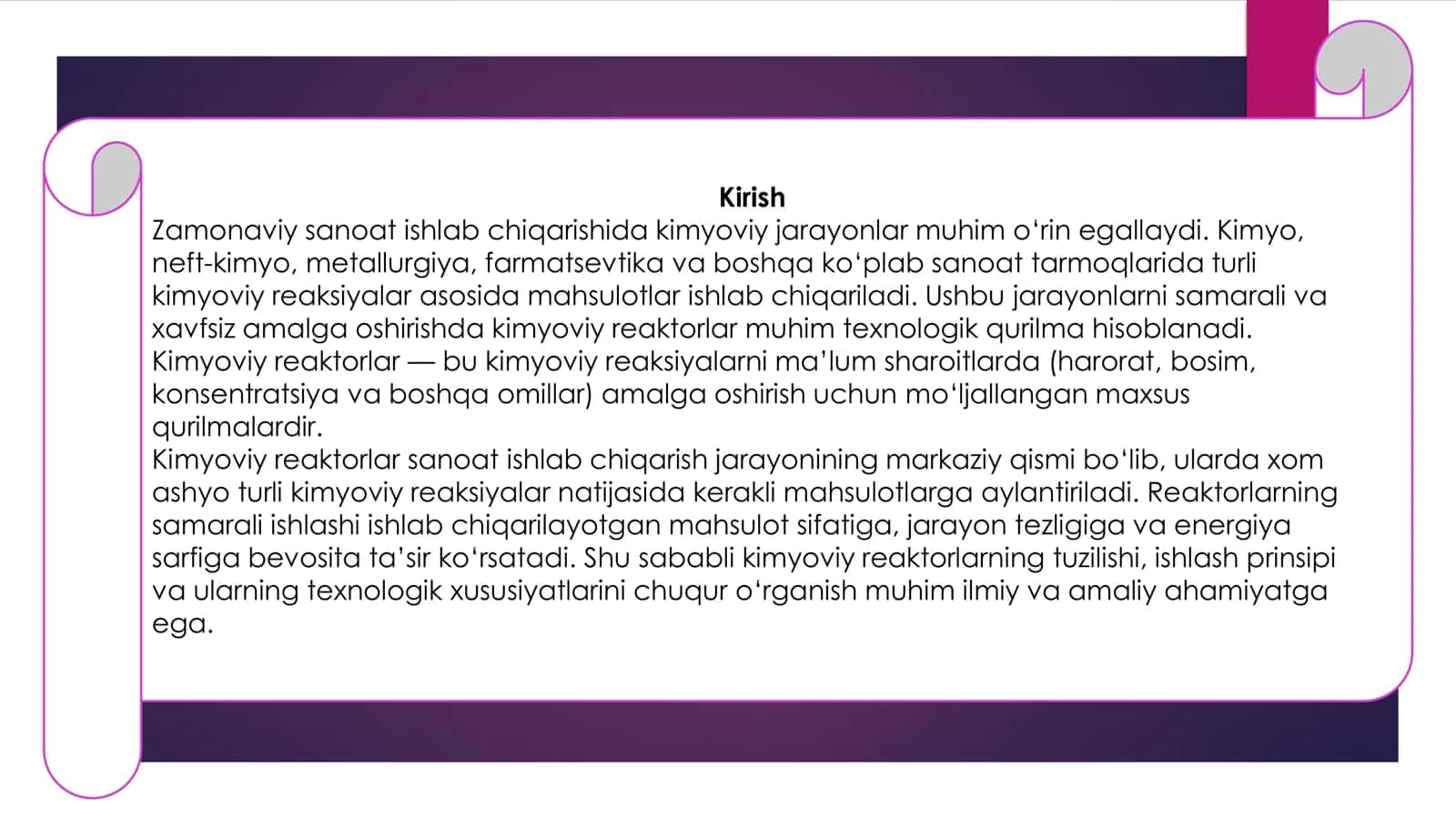 Kimyoviy reaktorlar haqida umumiy tushuncha va ularning turlari 3
