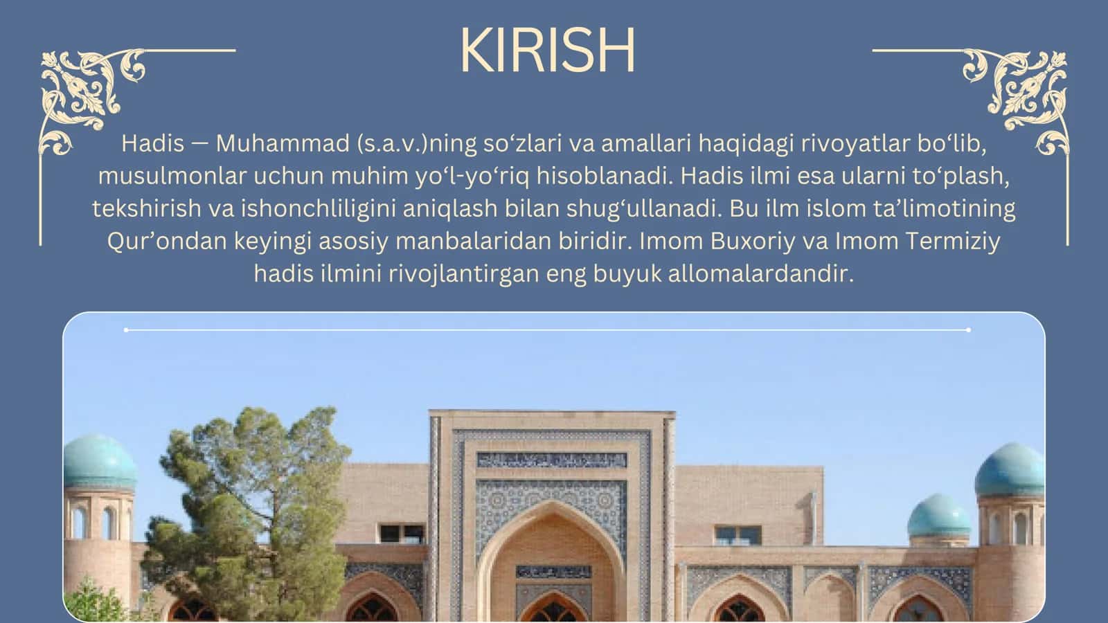 IMOM BUXORIY VA IMOM TERMIZIYNING HADIS ILMIGA QO'SHGAN HISSALARINI QIYOSIY TAHLILI 3