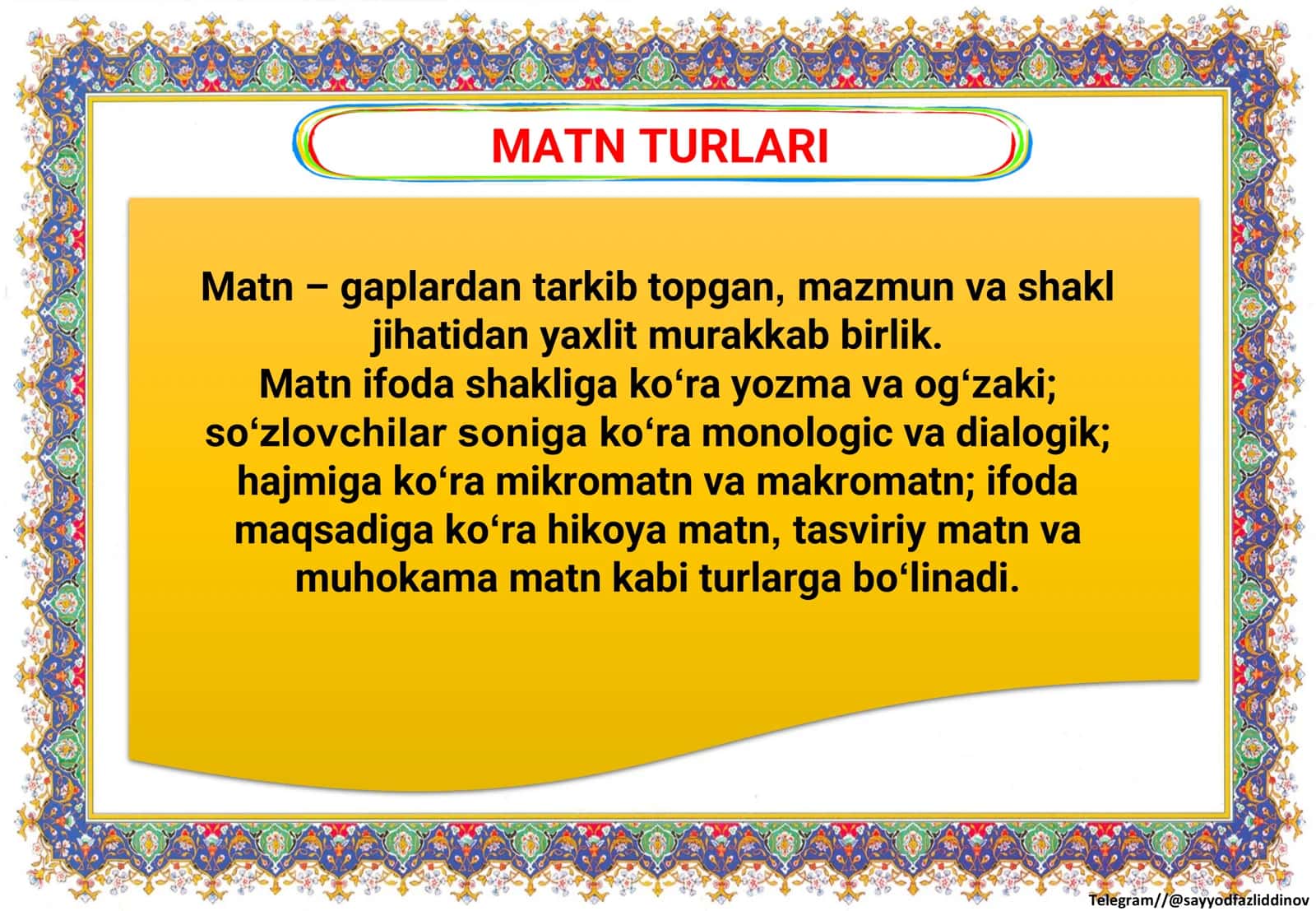 MATN TURLARI 3