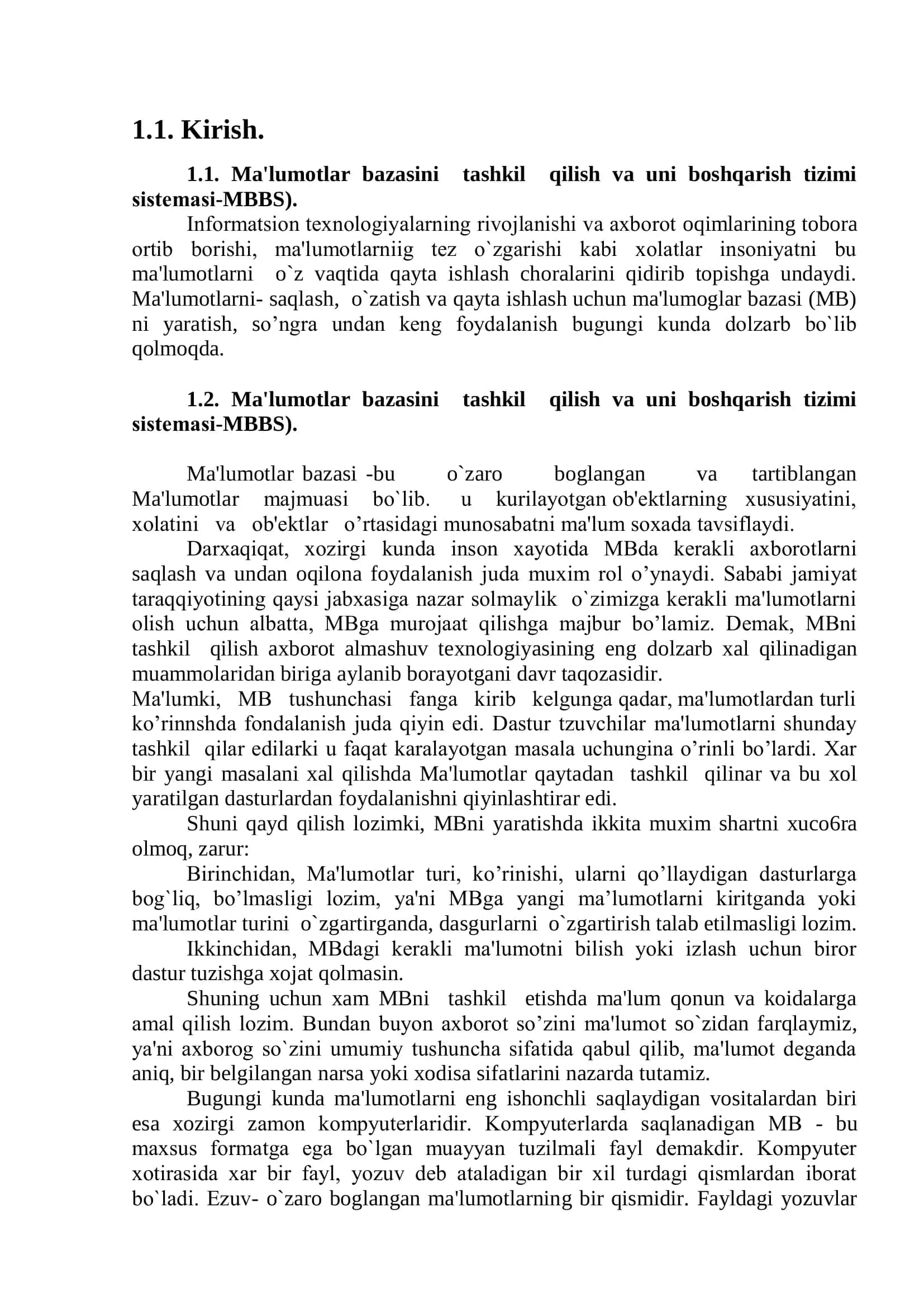 Ma'lumotlar bazasini boshqarish tizimlari bilan ishlash tеxnologiyasi 3