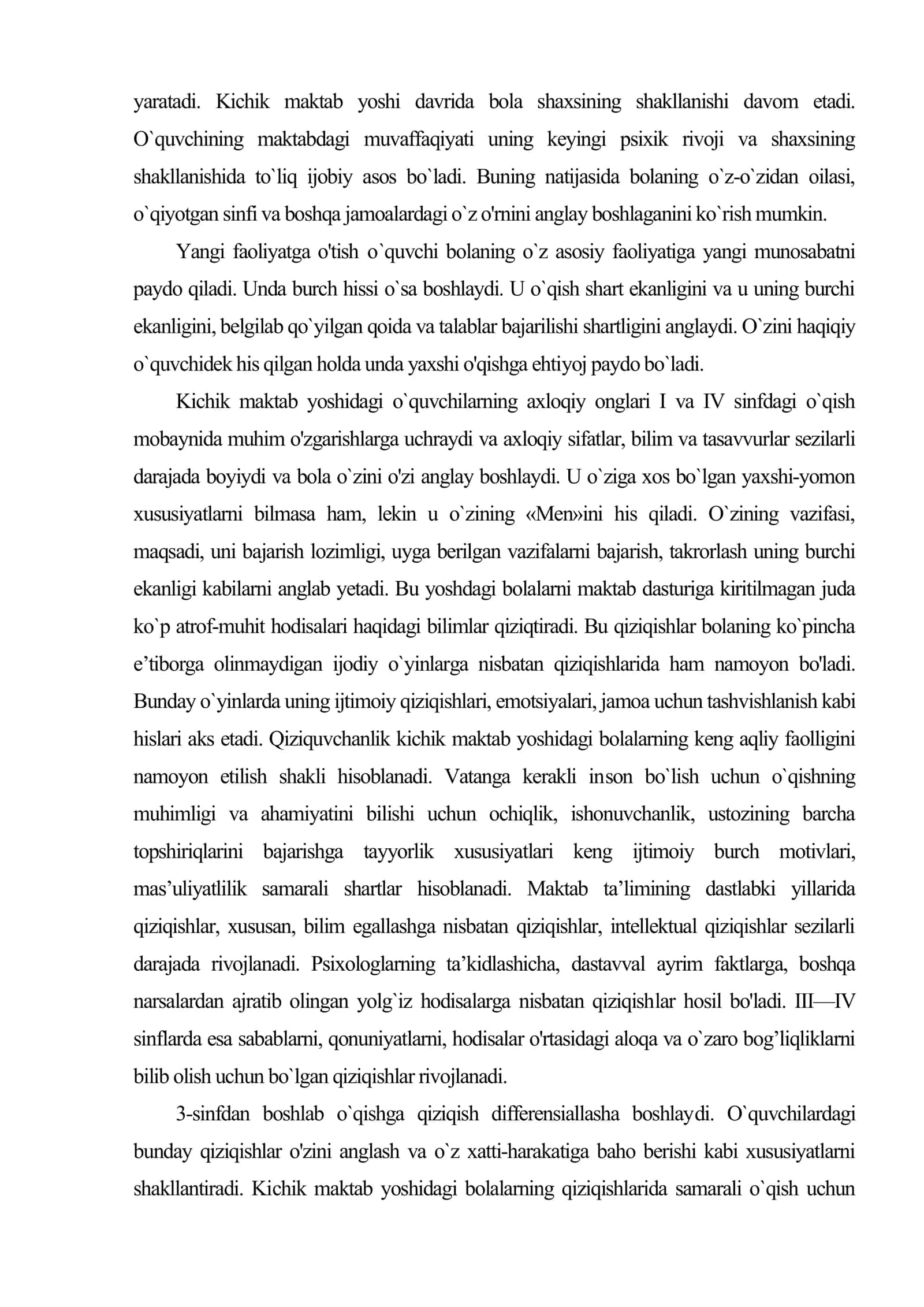 Kichik maktab yoshida ijtimoiy hayot. O’qituvchilar va tengdoshlari bilan muloqot 3
