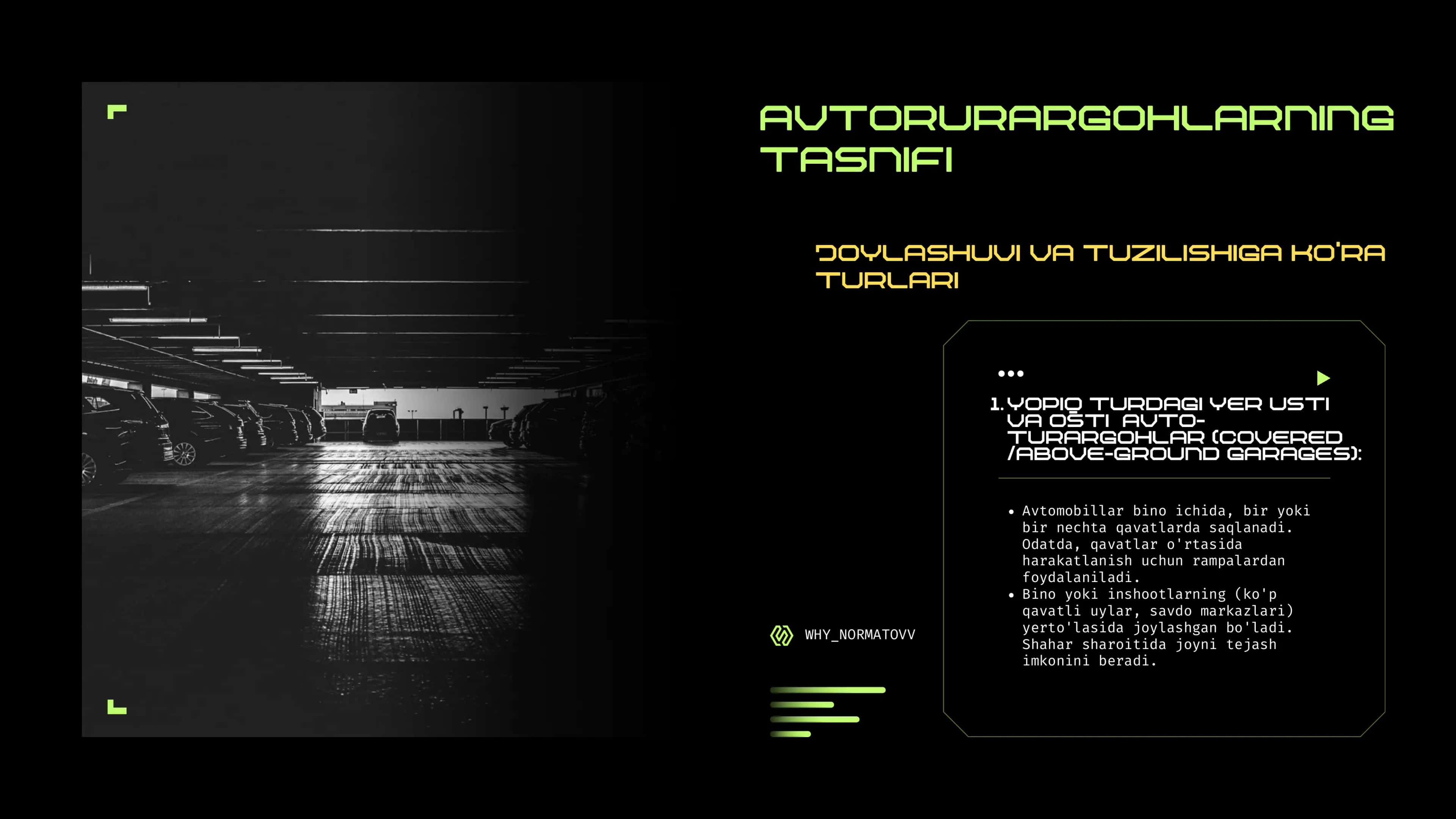 Transport infratuzlmasidan mustaqil ish Aftoturargohlar. 3