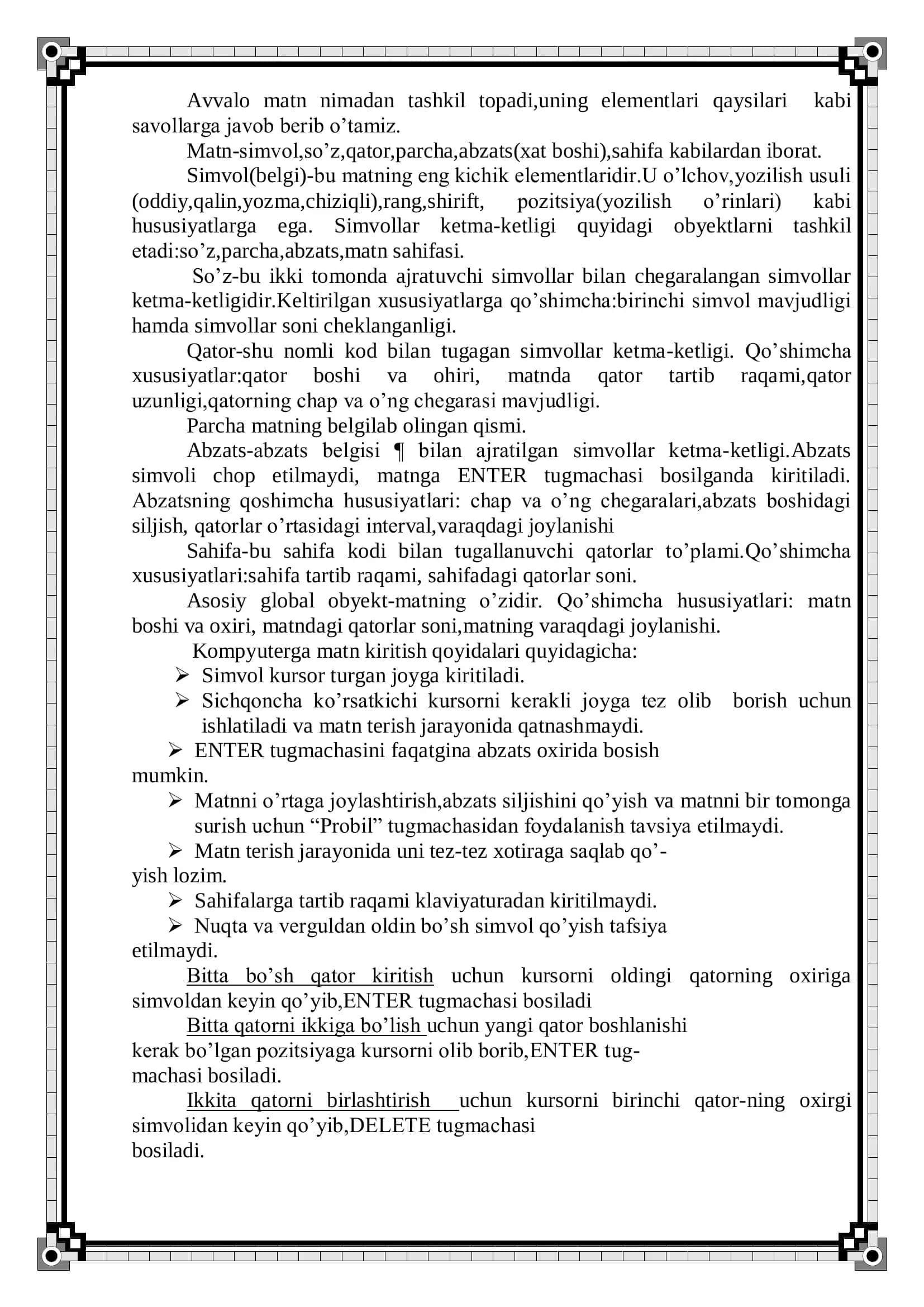 Microsoft Word matn muharirida ishlash 3
