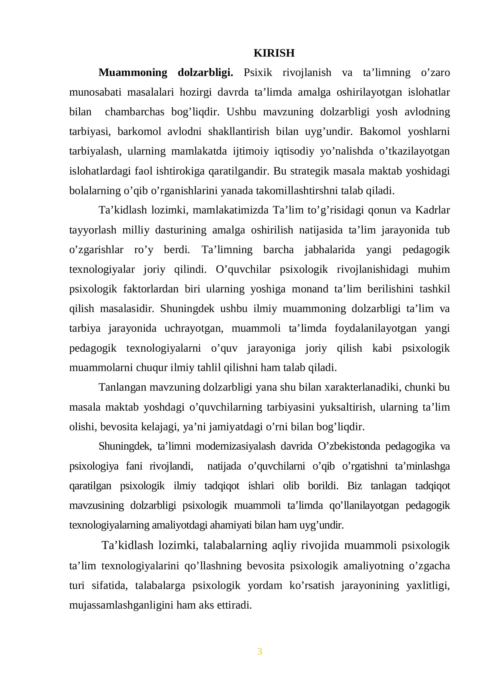 Pedagogika - psixologiya yo’nalishi bo’yicha bakalavr 3