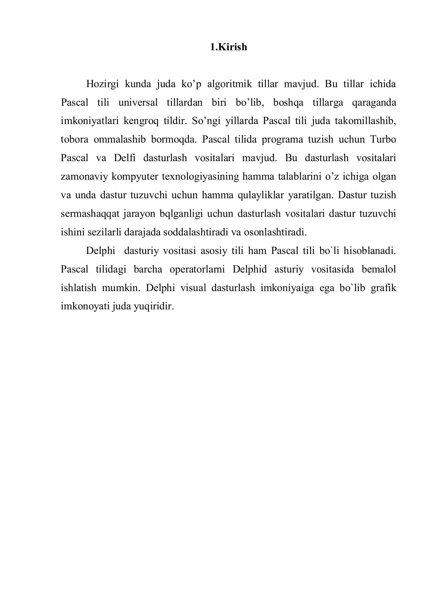 Delphi grafik imkonoyatlari va unda functsiya grafigi dasturini tuzish 3