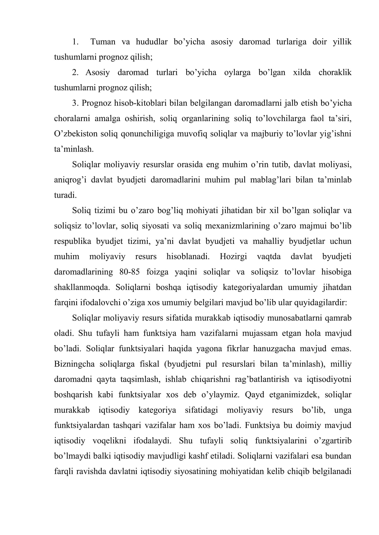 Soliqni prognoz qilish fanining predmeti va vazifalari. Soliq tushumlarini prognozlash 3