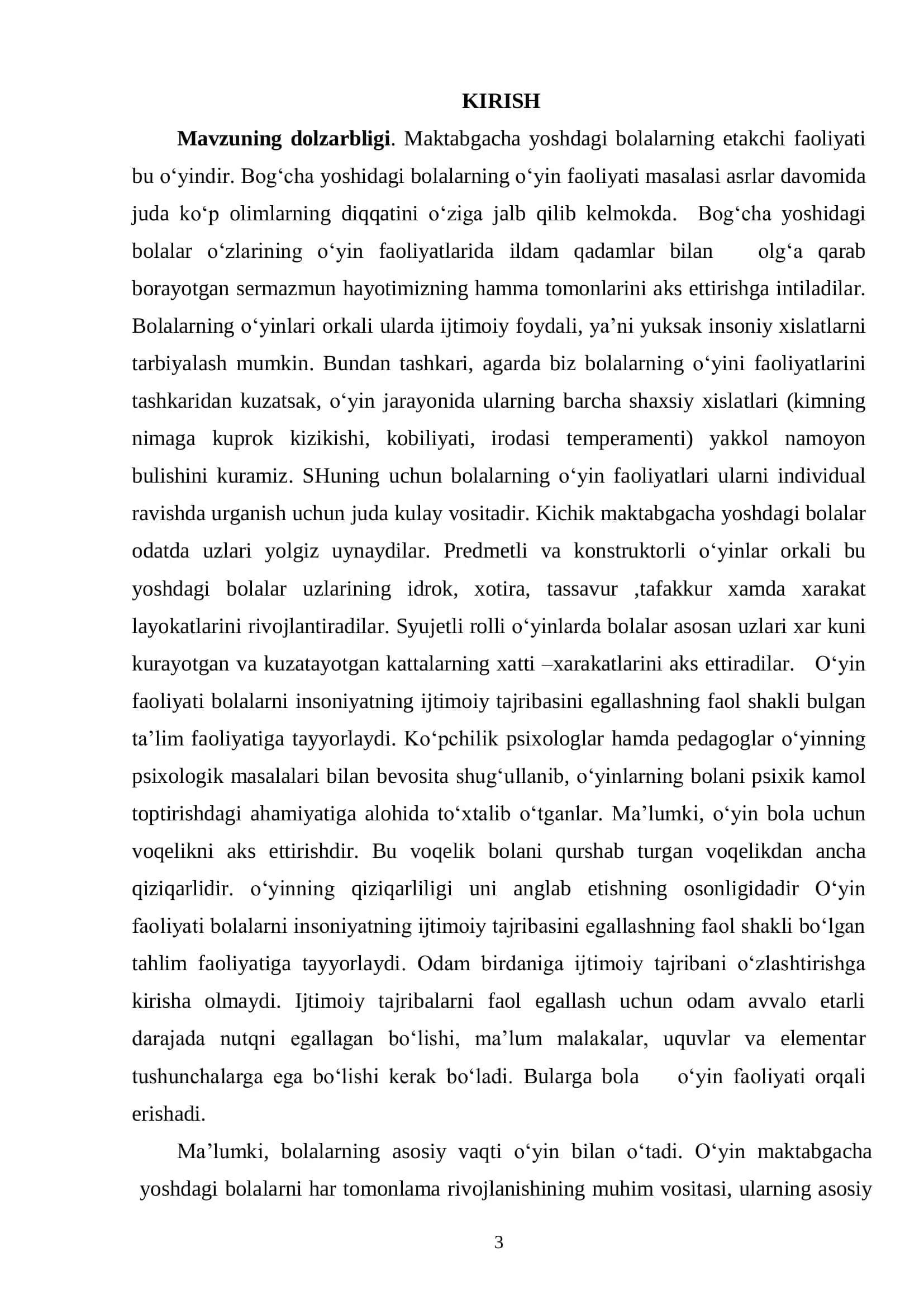 Bolalar hayoti faoliyatida o„yinning roli 3
