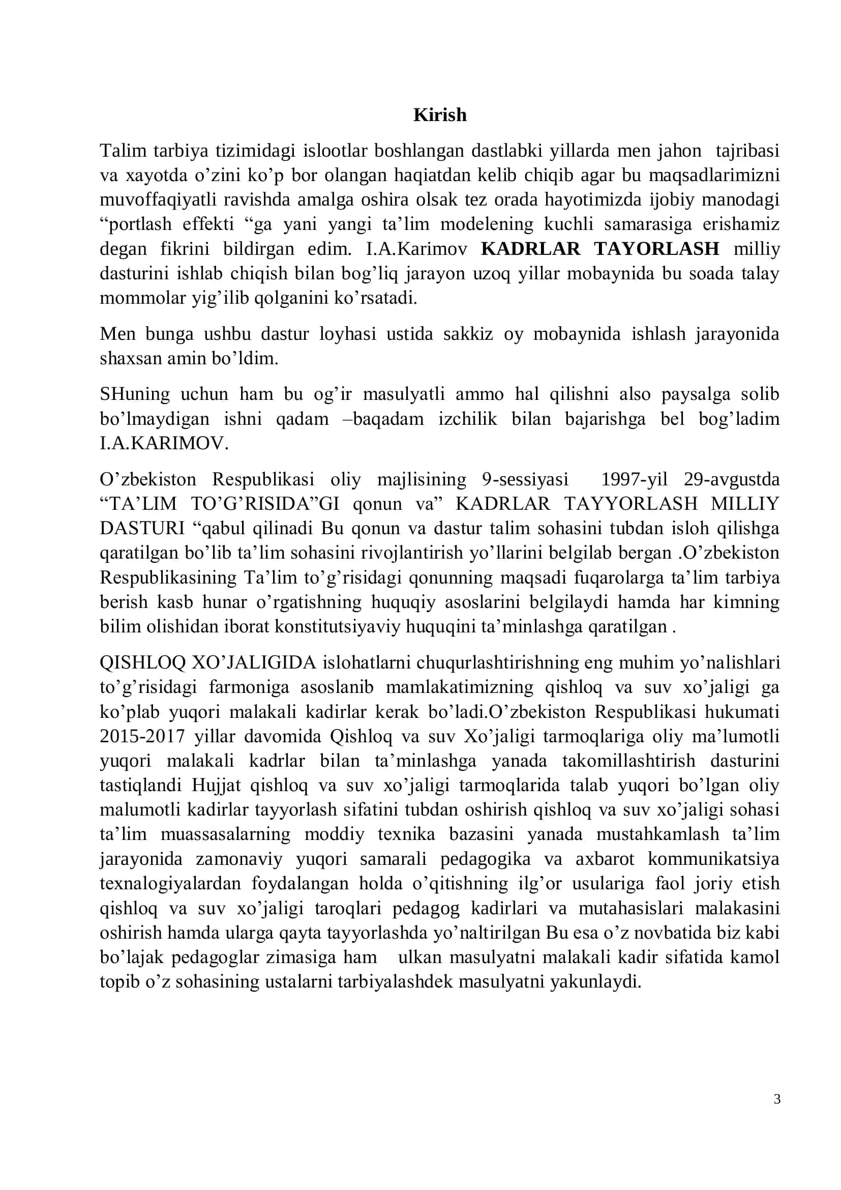 Kasb-hunar kоllеjida «Qishlоq xo‘jalik mеliоratsiyasi» fanining «Ekinlarni sug’orish usullari va sug’orish texnikasi» mavzusini o‘qitish mеtоdikasini ishlab chiqish 3