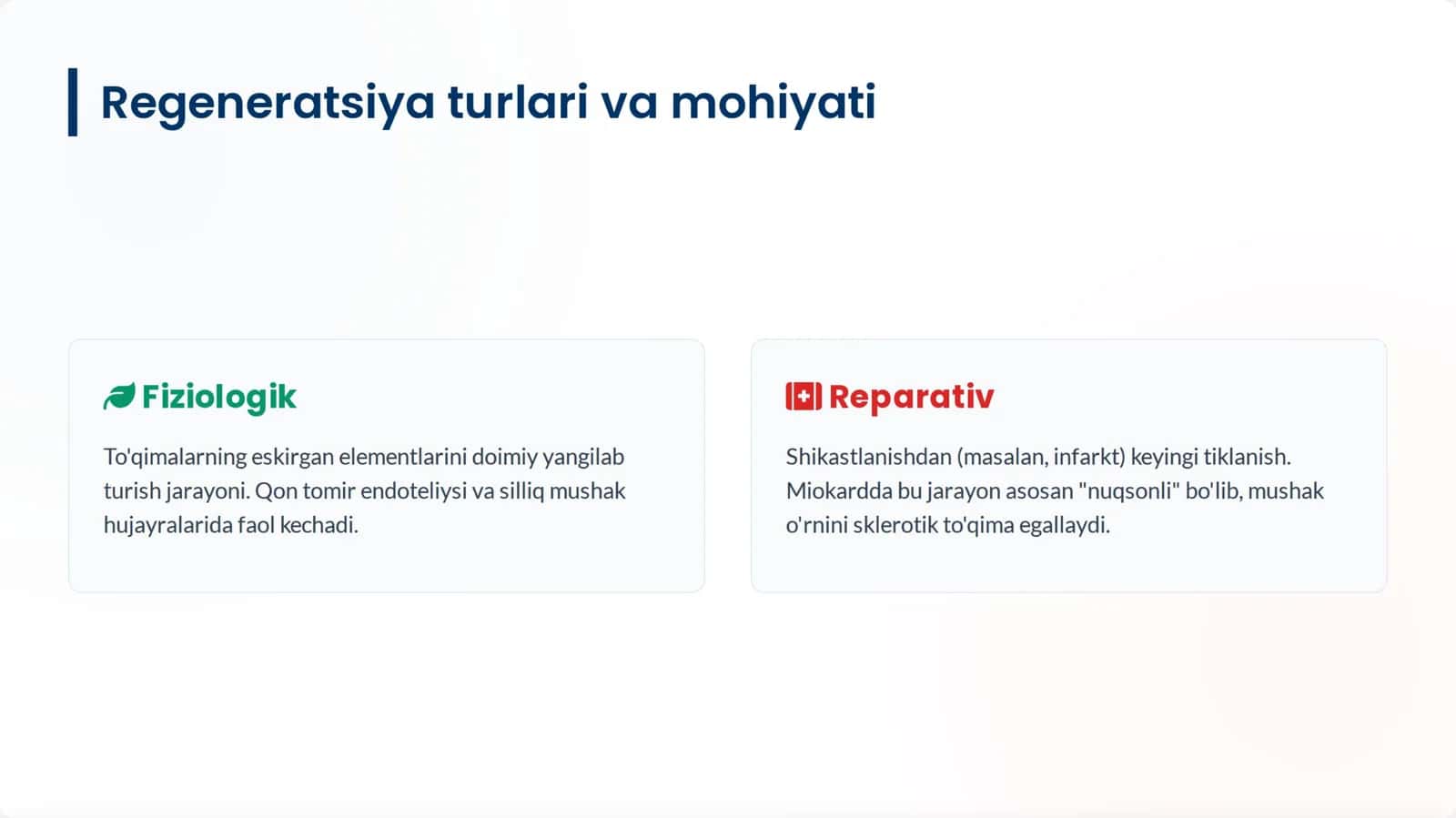 Yurak-qon tomirlar tizimida Regenerator va Kompensator jarayonlar. 3