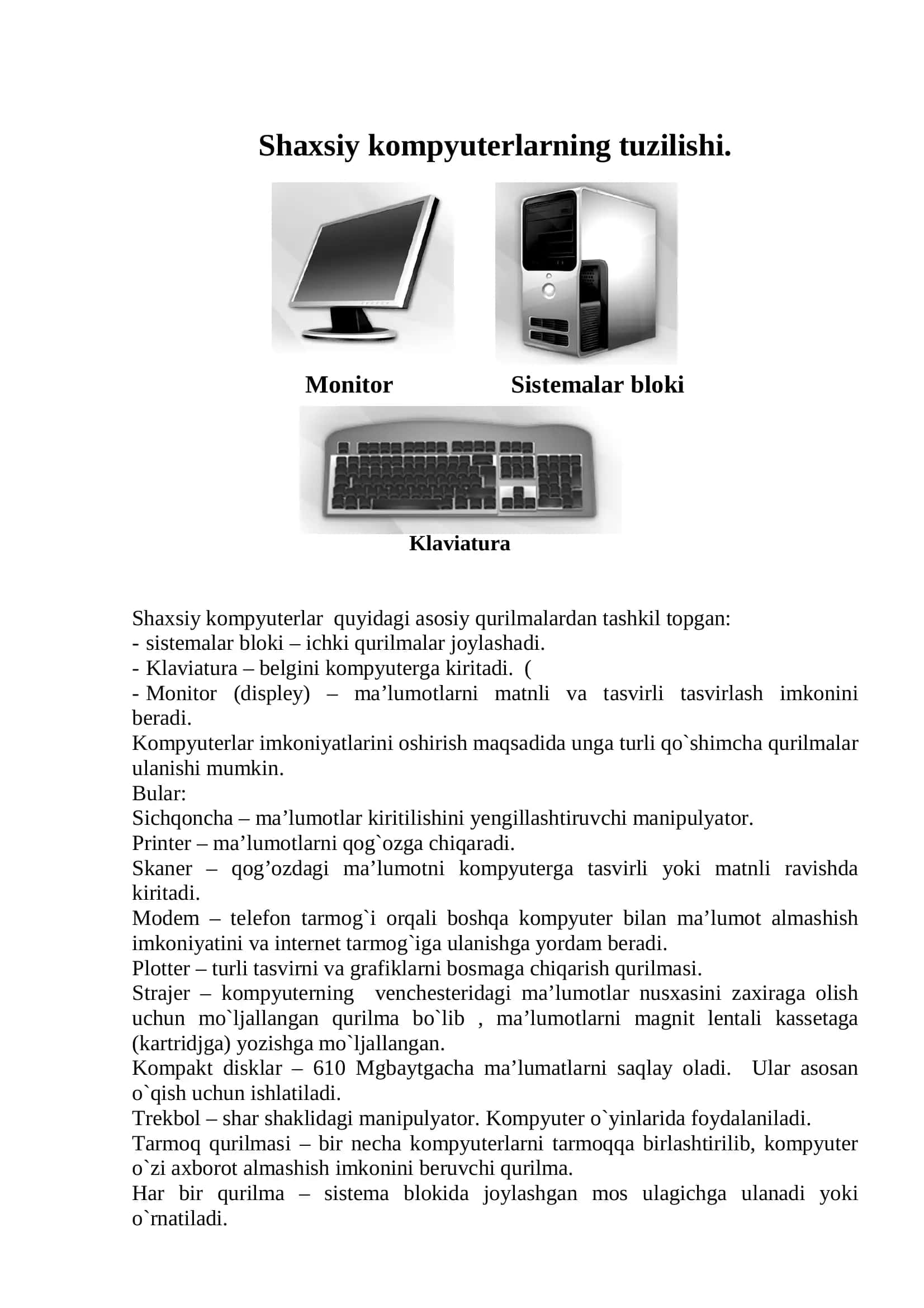 KOMPYUTERNING TASHKIL ETUVCHILARI VA ISHLASH PRINTSIPLARI 3