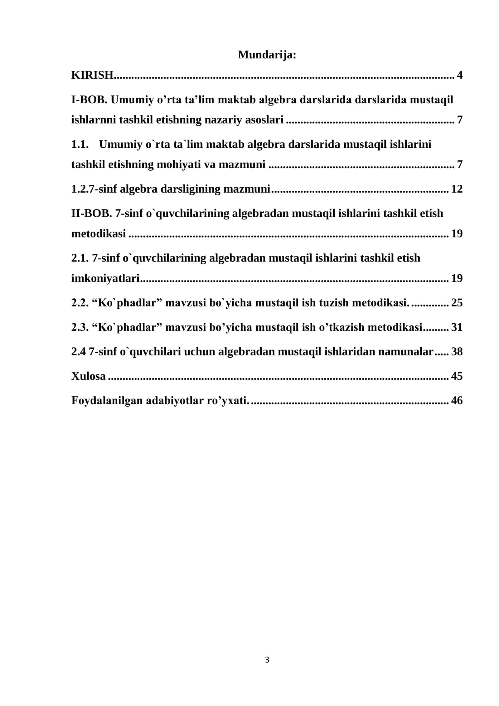 7-sinf o’quvchilarining algebradan mustaqil ishlarini tashkil etish 3
