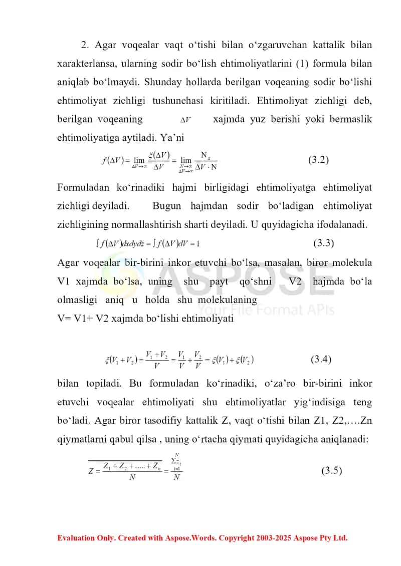 Ehtimollar nazariyasidan elementlar ma’lumotlar. Tasodifiy voqealar va hodisalar 3