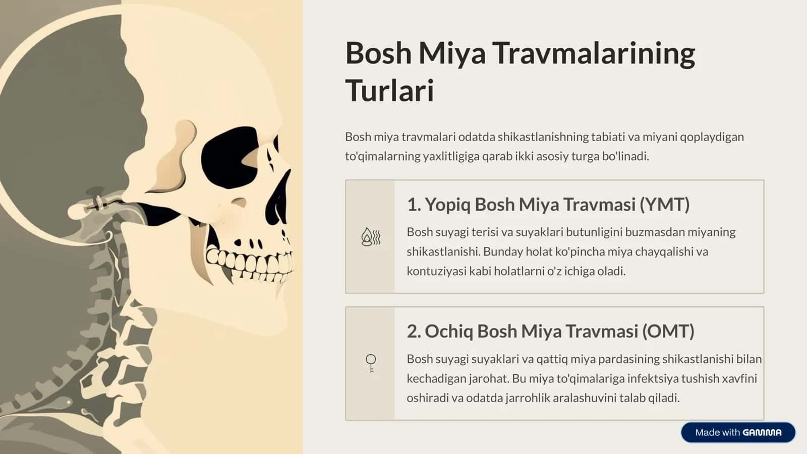 Bosh Miya Travmalari: Turlari, Tashxisi va Davolash Usullari 3