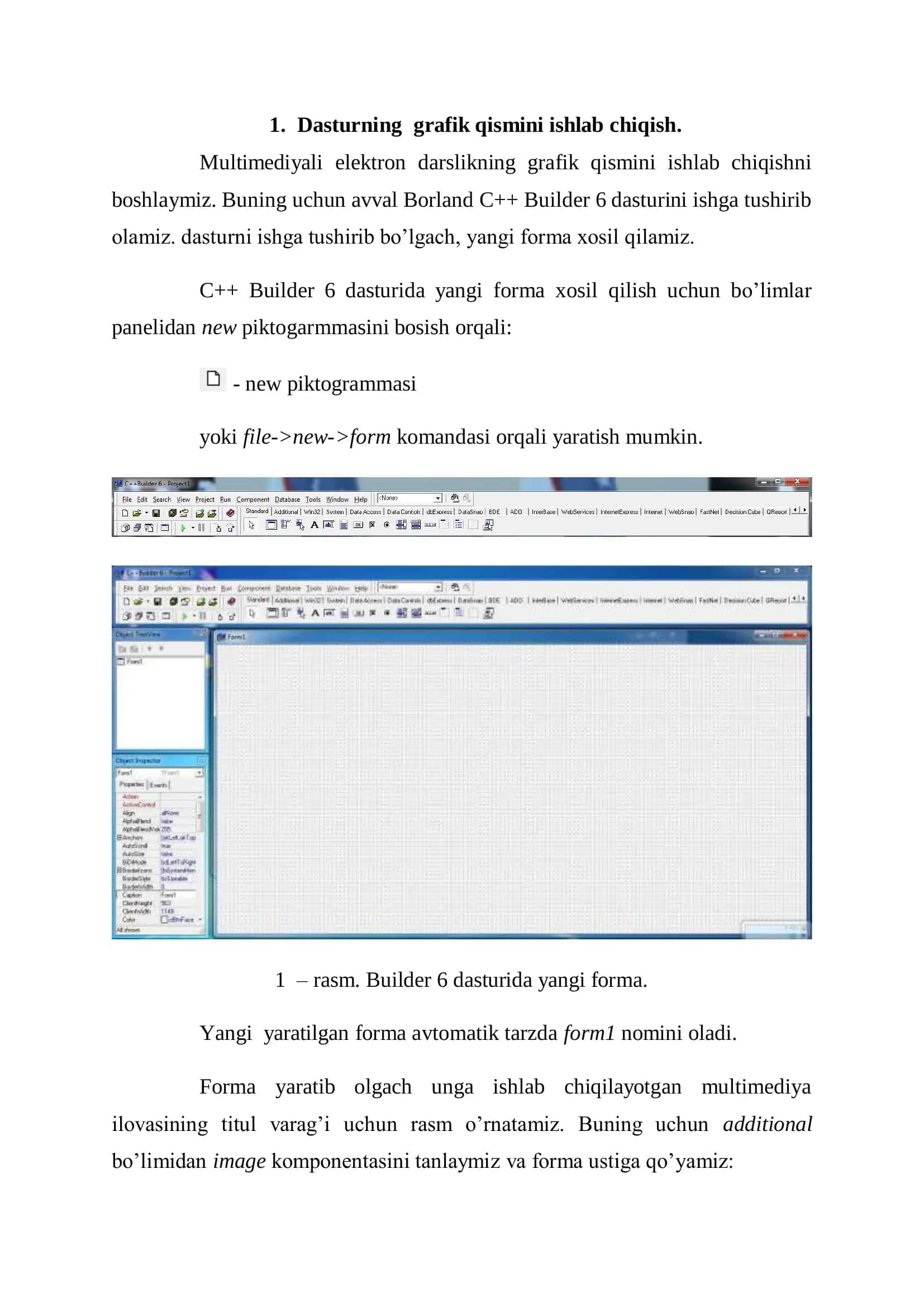 6 – sinf tarix darsligi asosida C++ Builder 6 dasturida ishlab chiqish 3