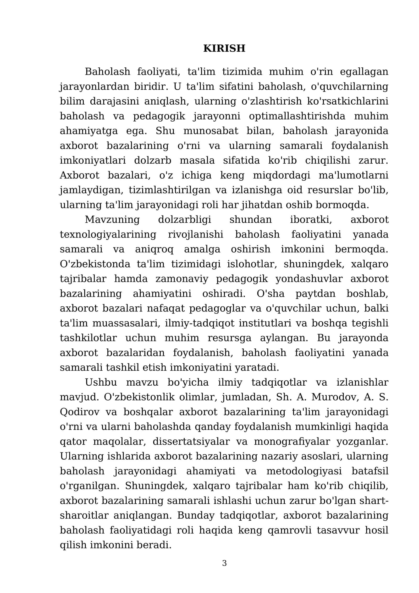 Baholash faoliyatida axborot bazalarining o'rni va ulardan foydalanish imkoniyatlaru 3